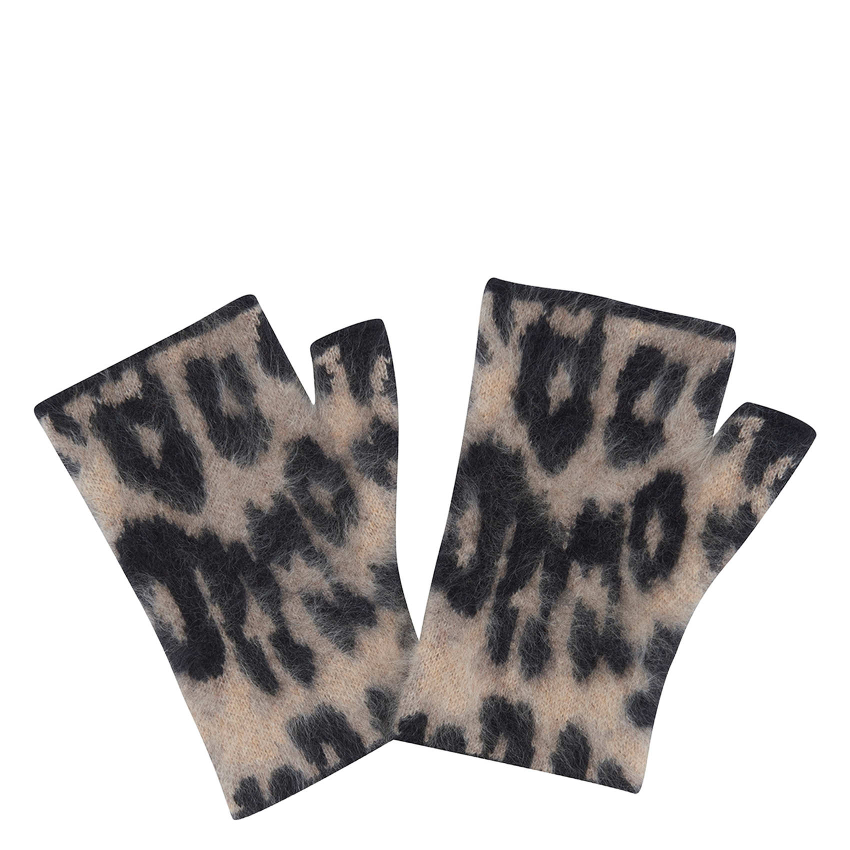 Handschoenen met luipaardpatroon van kasjmier KUJTEN Bruin