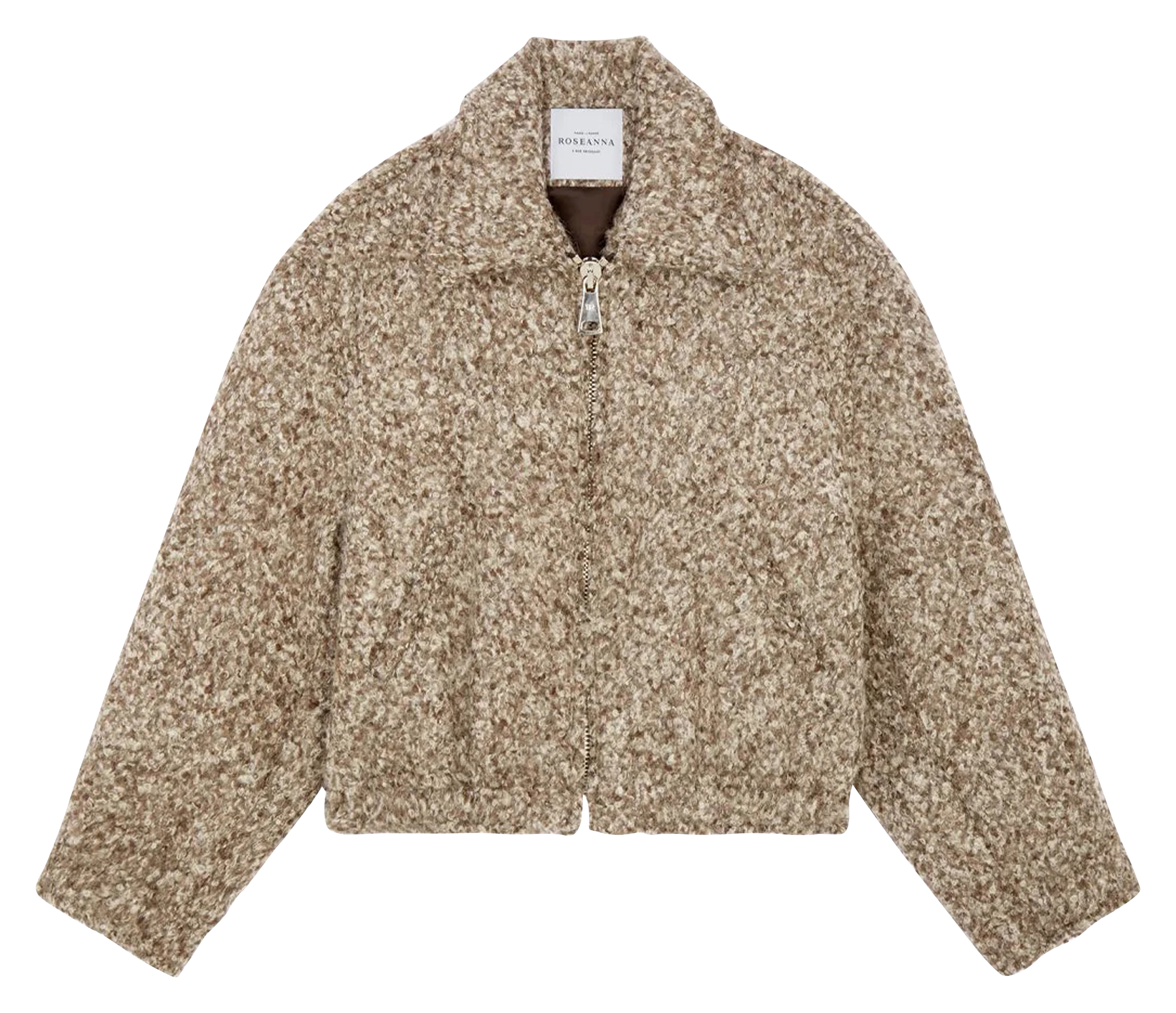 Veste ample col classique en maille mouchetée ROSEANNA Marron