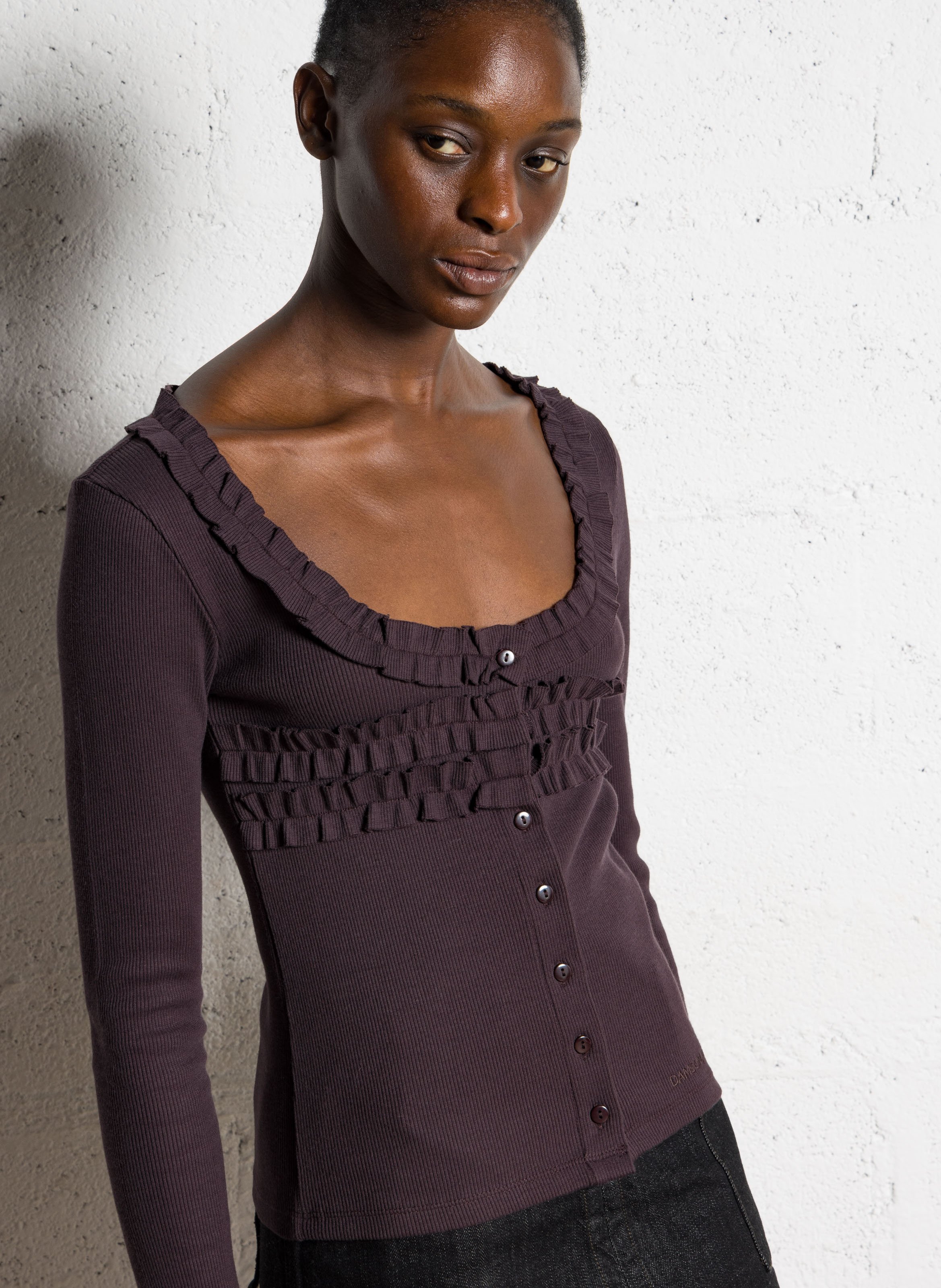 Pull col rond en coton bio mélangé  DAMSON MADDER Marron