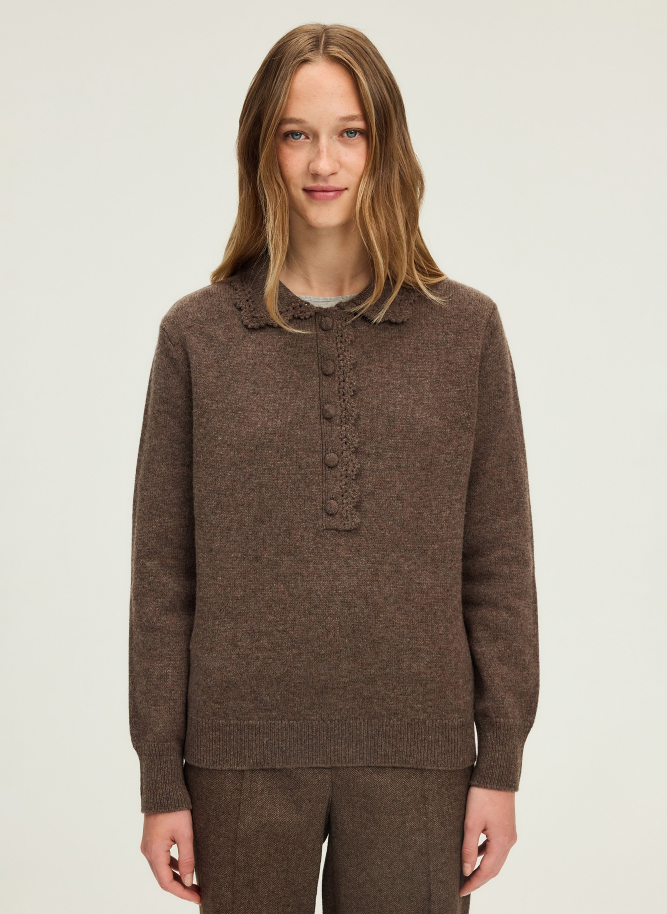 Wool polo neck sweater PABLO Brown