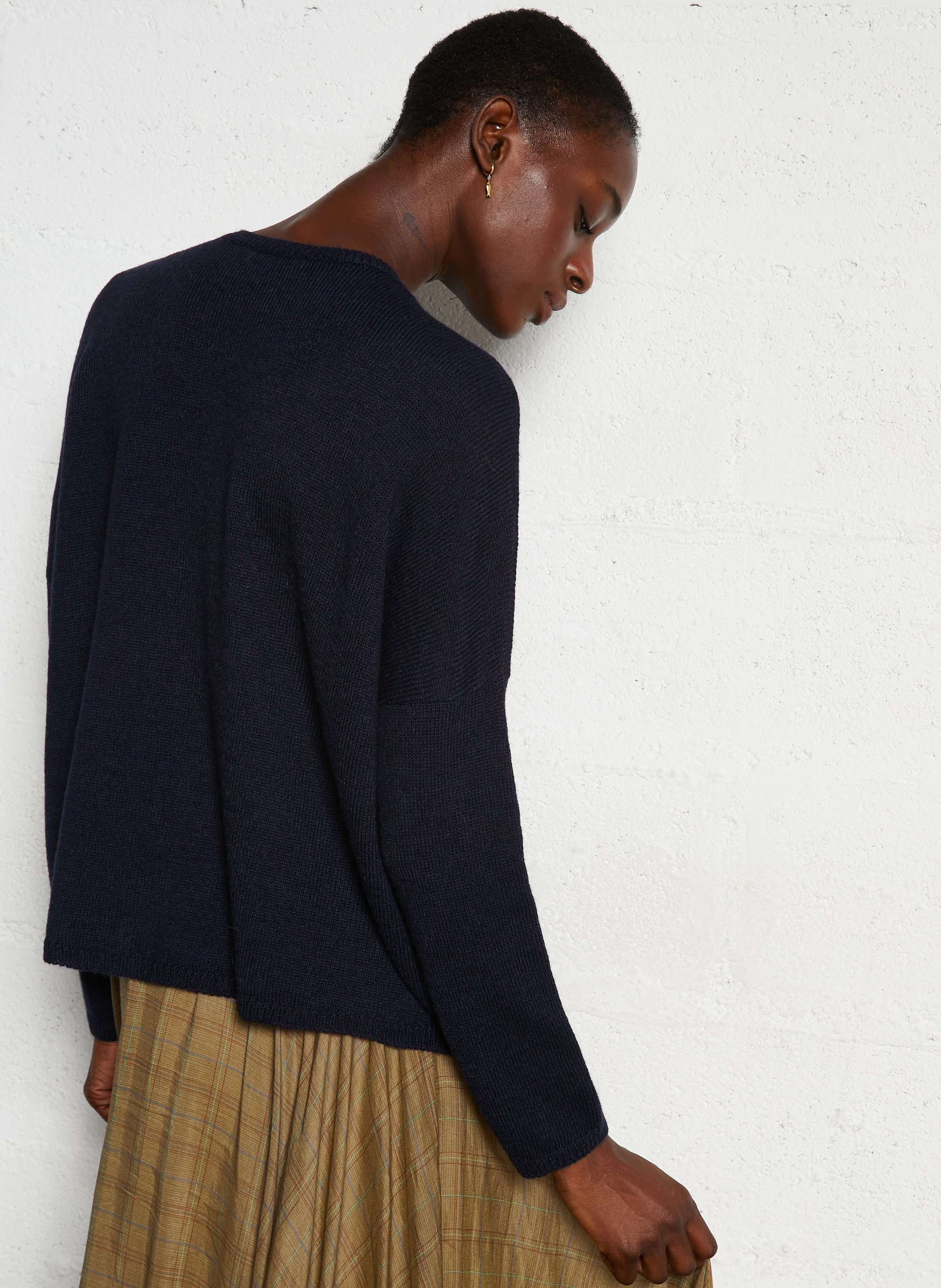 Pull oversize col rond en alpaga mélangé  MASSCOB Bleu