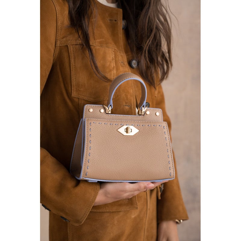 Handbag - cowhide leather POURCHET Brown