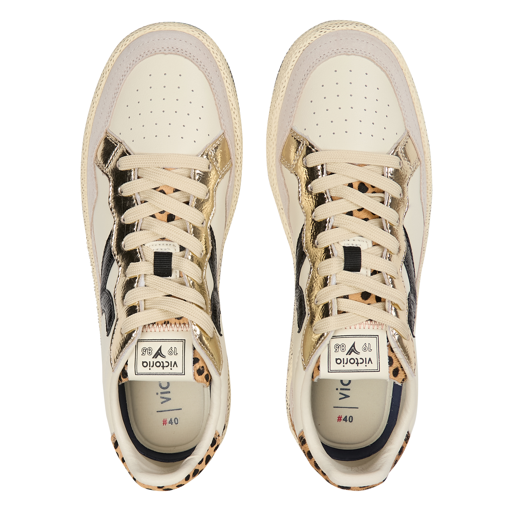 Baskets basses bi-matière VICTORIA Beige