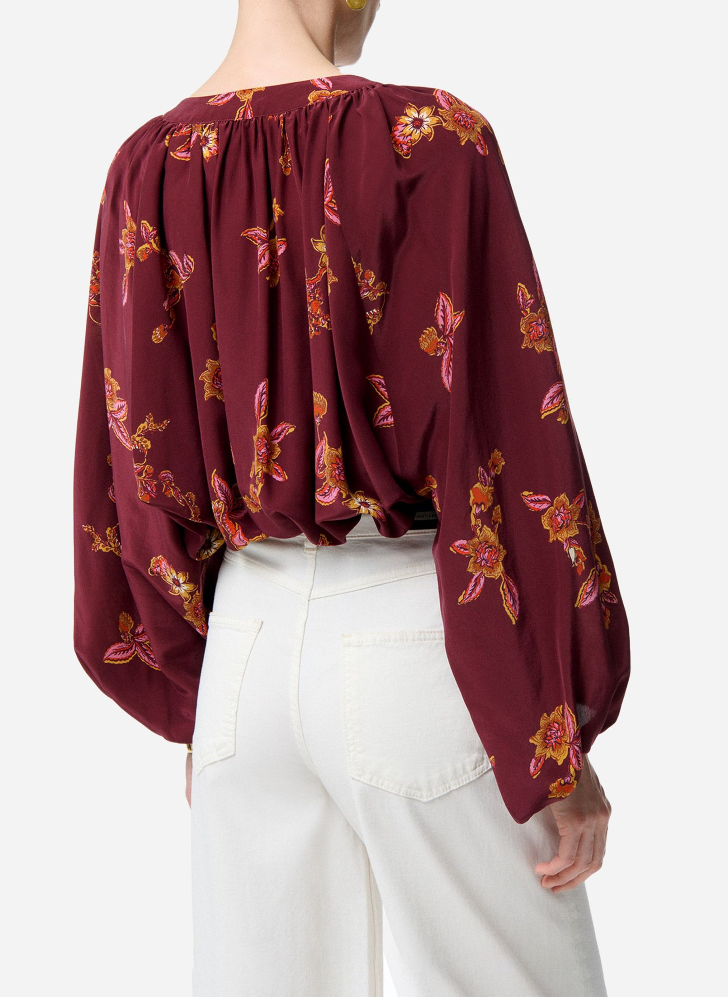 Oversized tunic collar printed blouse VANESSA BRUNO Red