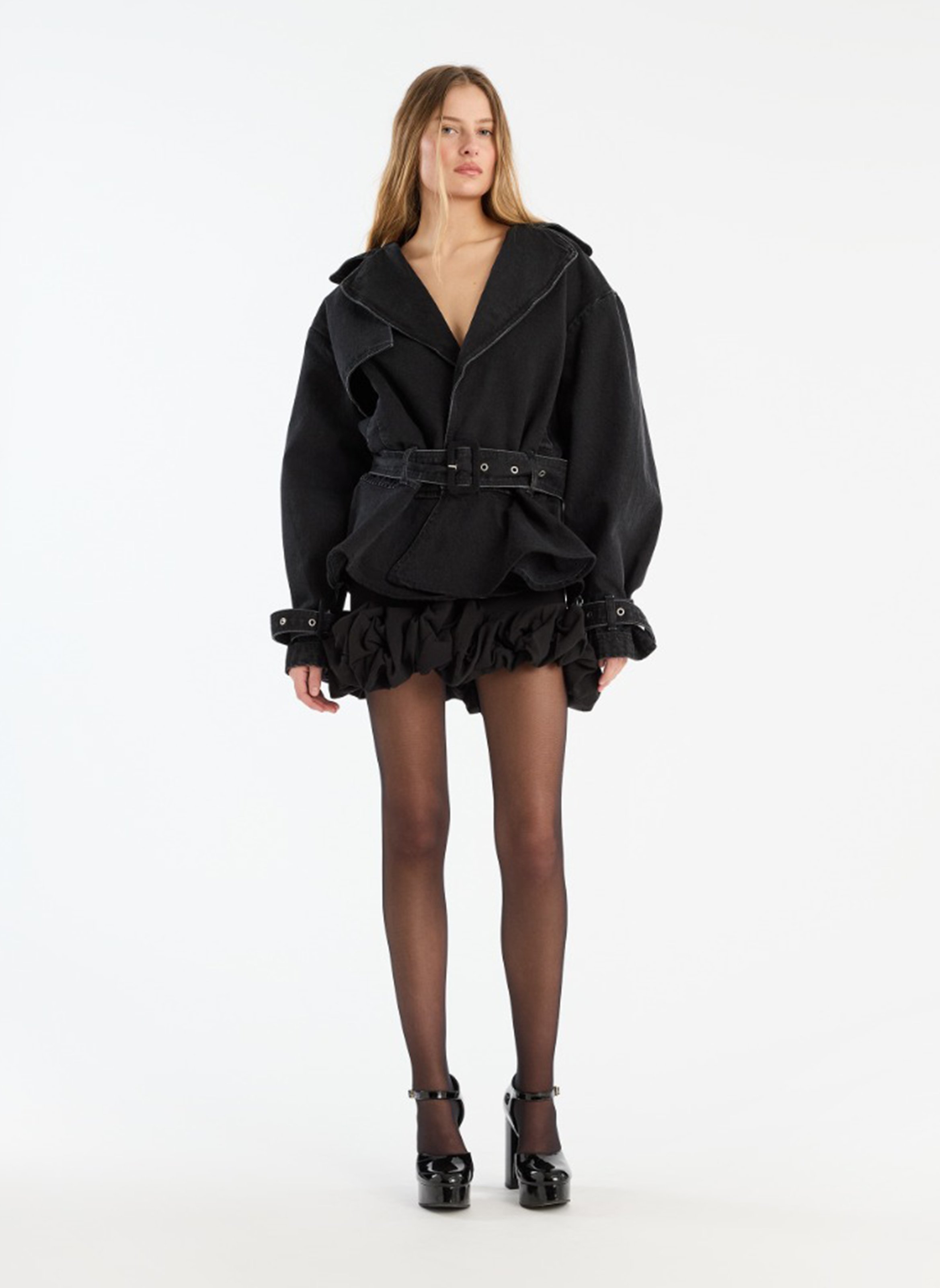 Short A-line skirt ROTATE Black