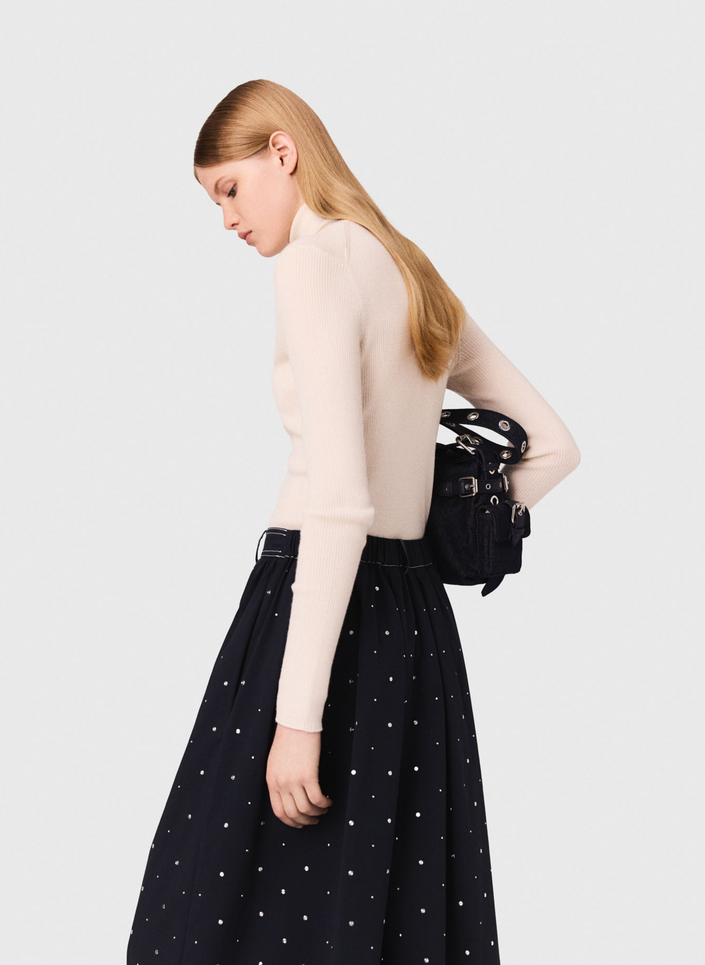 Coltrui van gemengde wol en zijde MAJE Beige