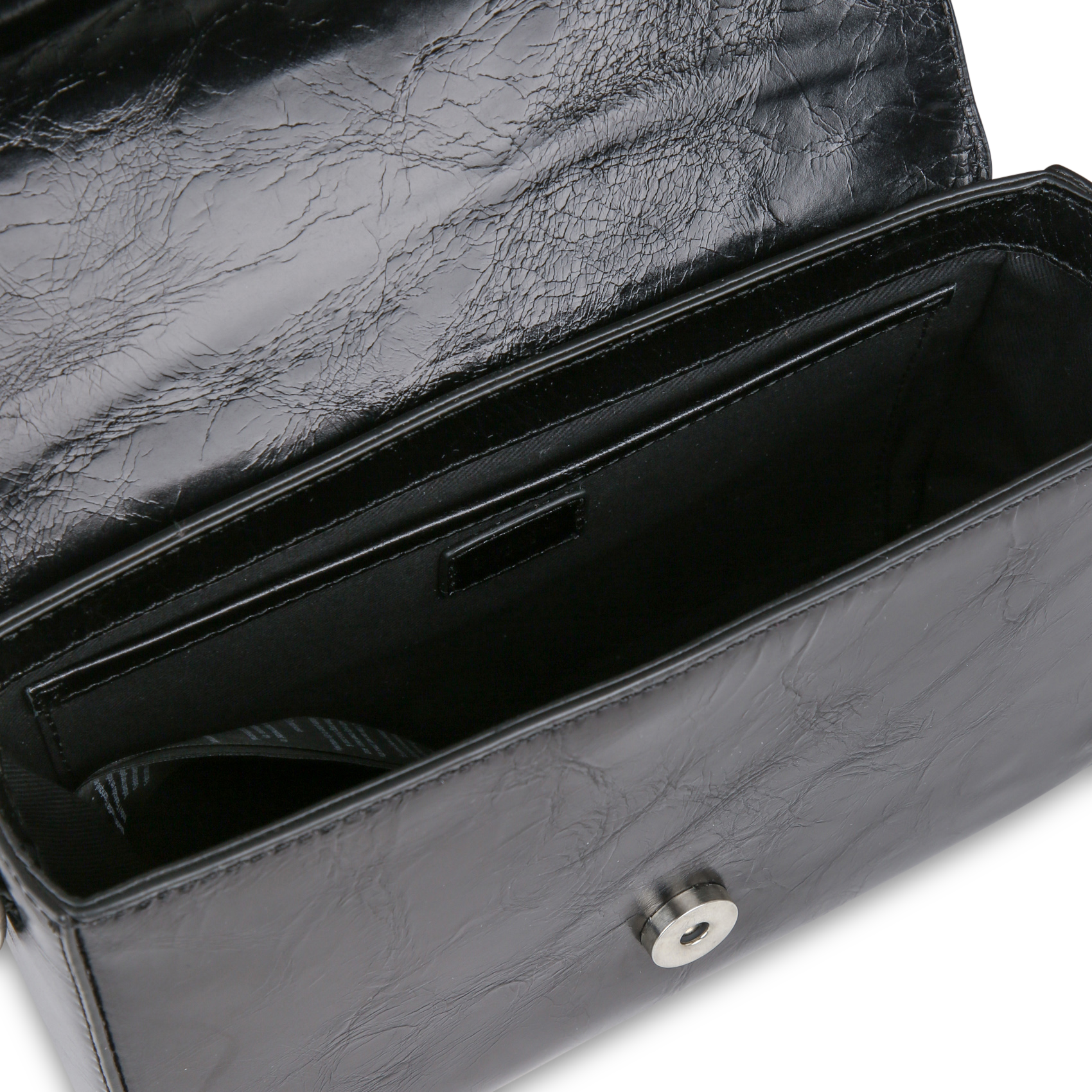 Leather flap shoulder bag IKKS Black