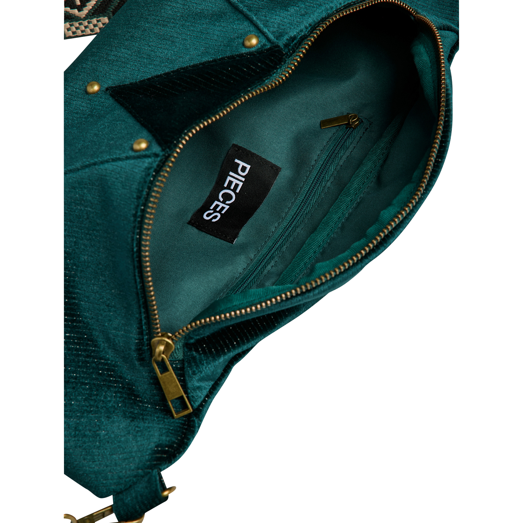 Printed canvas waist bag PIECES Green