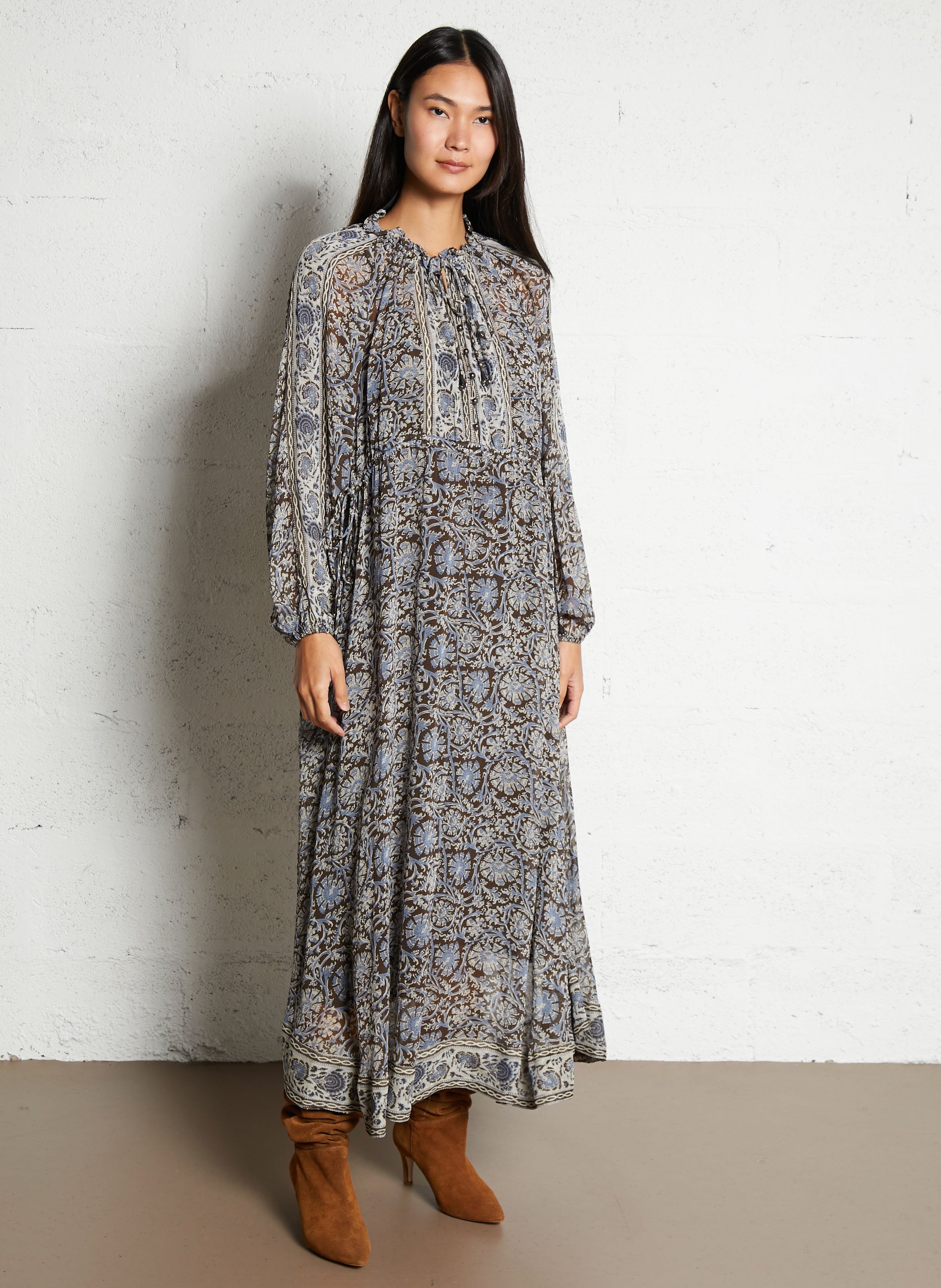 Chemise en coton imprimé MAISON HOTEL Bleu