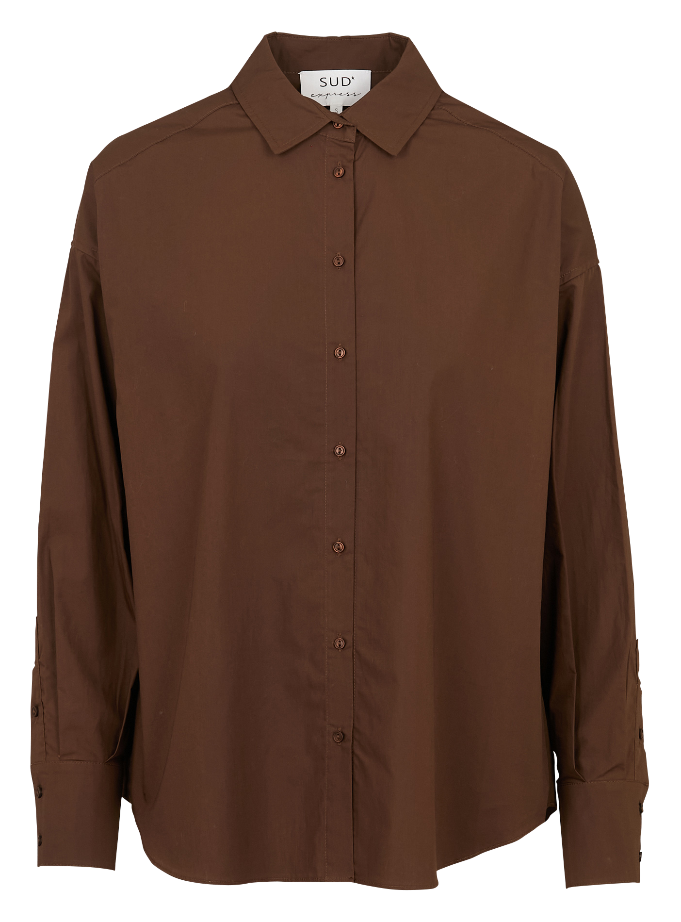 Chemise droite col classique en coton SUD EXPRESS Marron