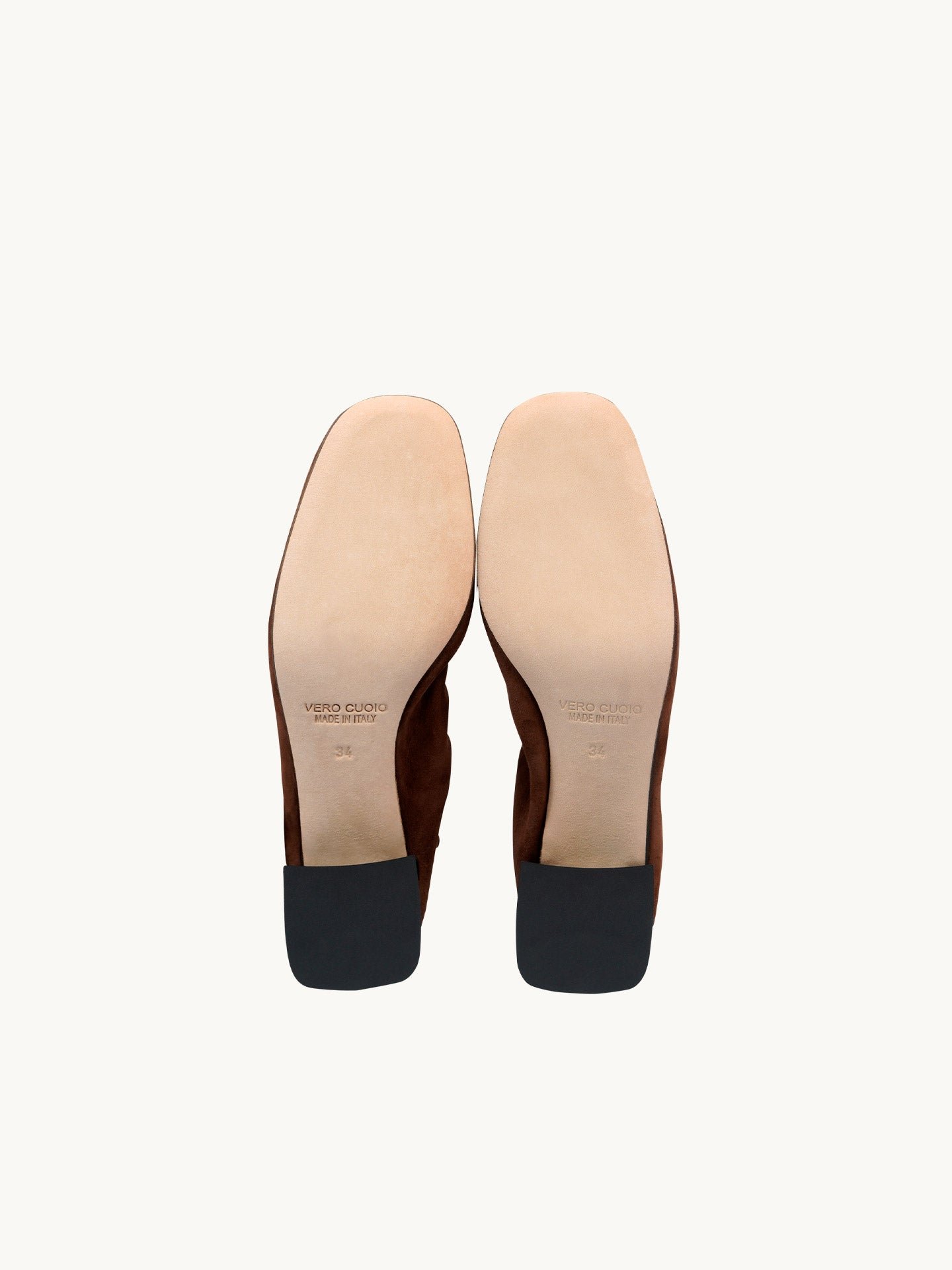 Heeled suede leather ballerina flats EMZI PARIS Brown