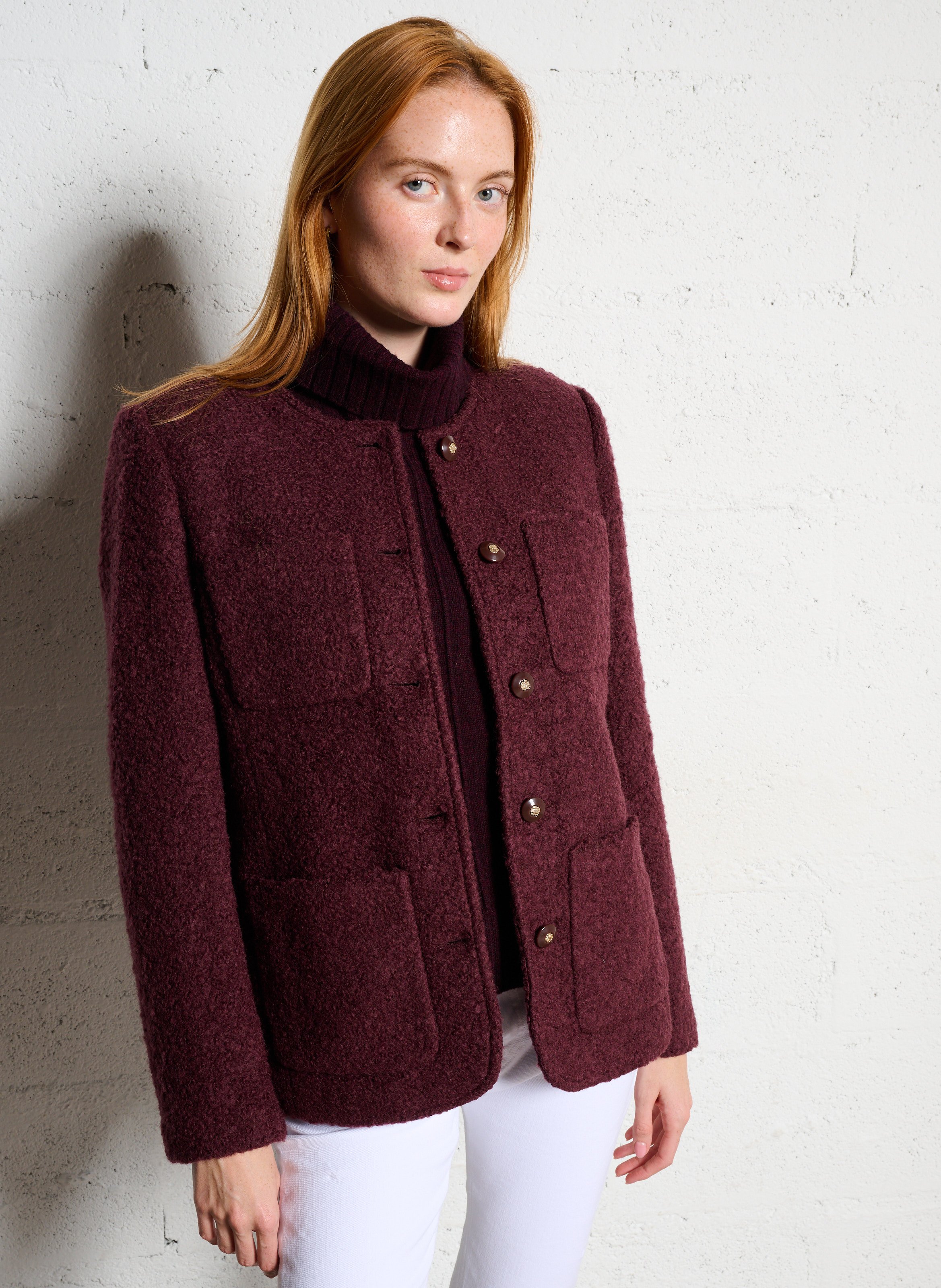 Jasje met ronde hals - wolblend BERENICE Paars