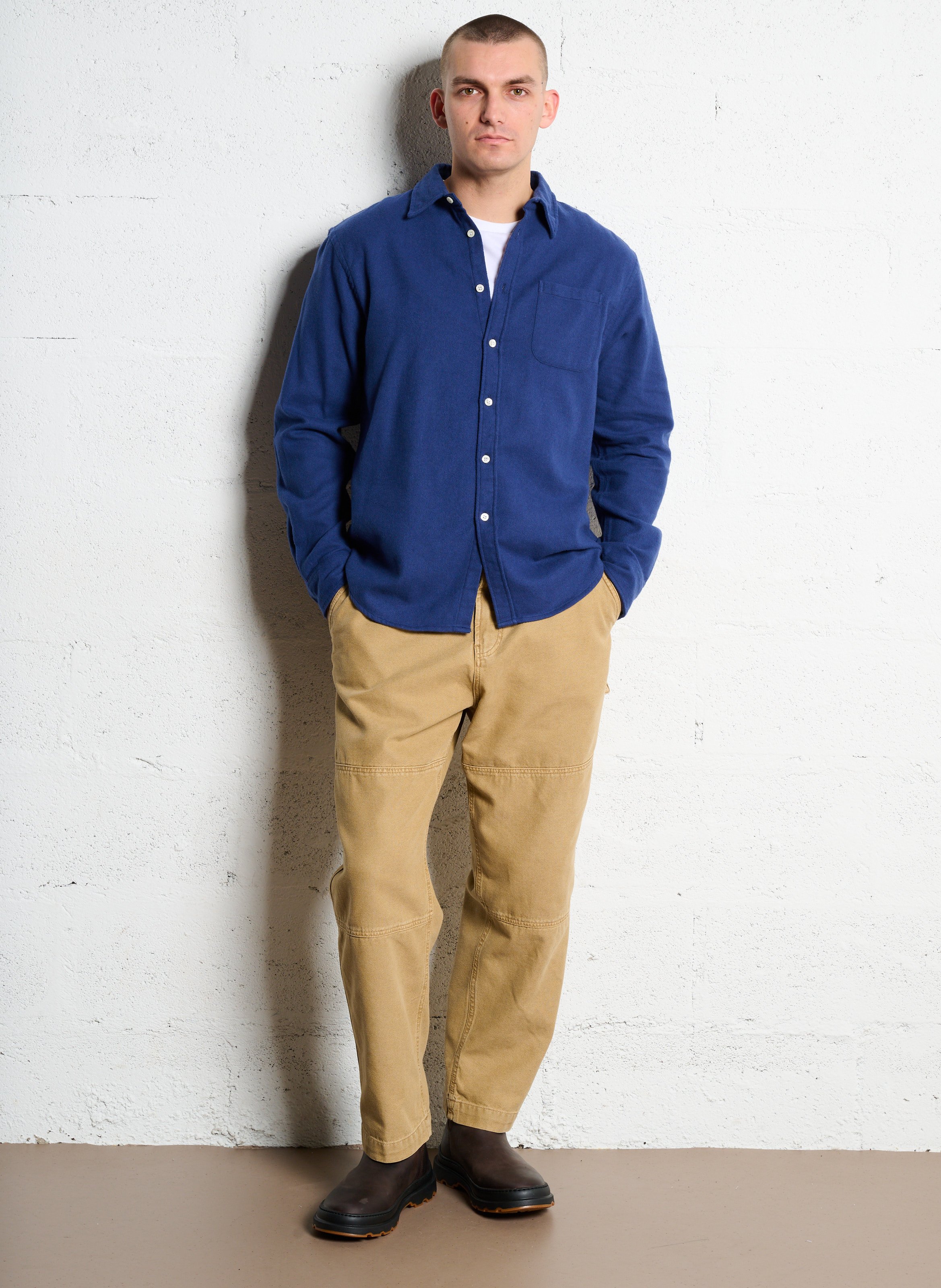 Bio-Baumwollbluse mit klassischem Kragen COLORFUL STANDARD Blau