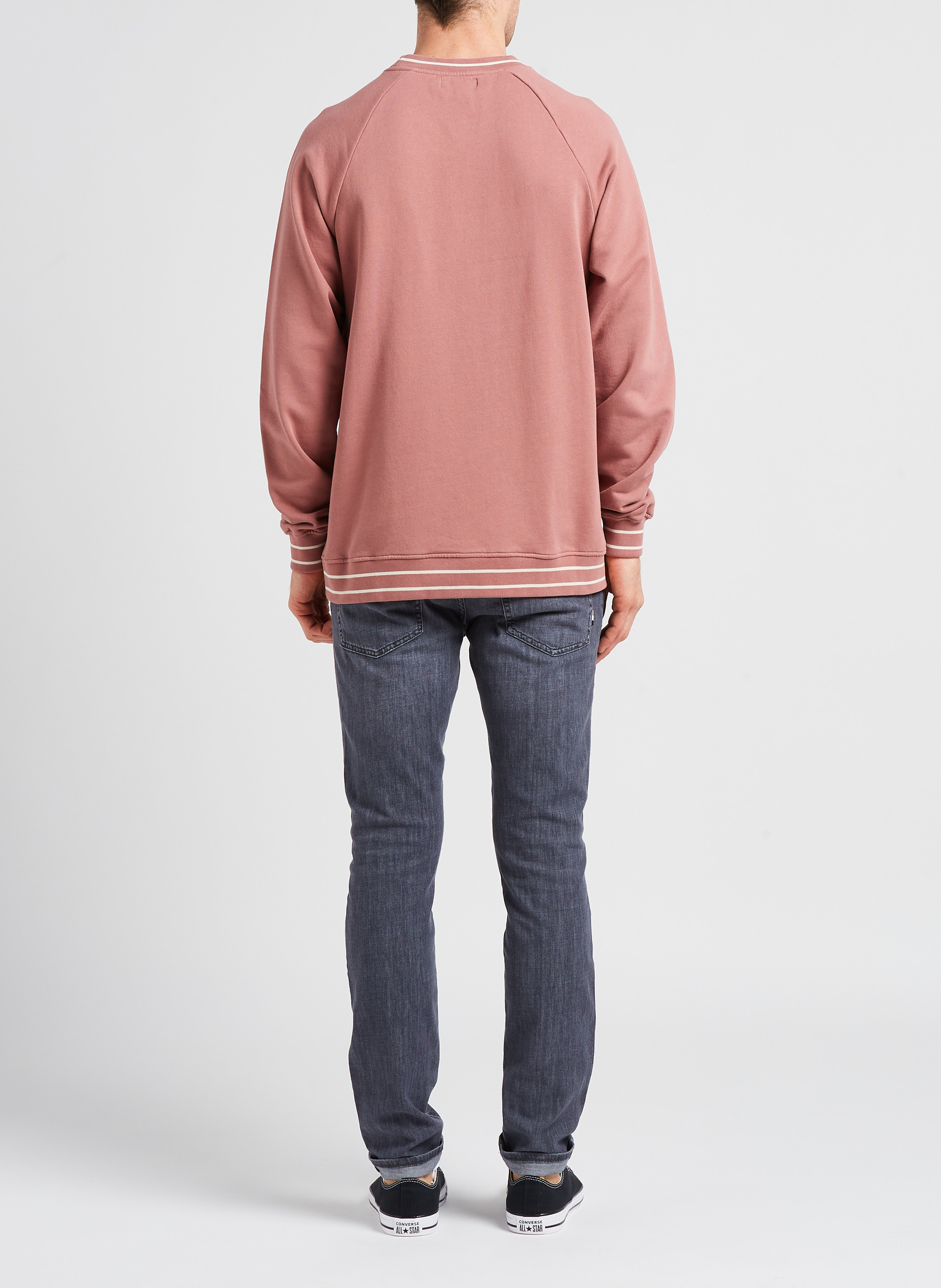 Regular-fit sweater van biokatoen met ronde hals en borduursel OLOW Bruin