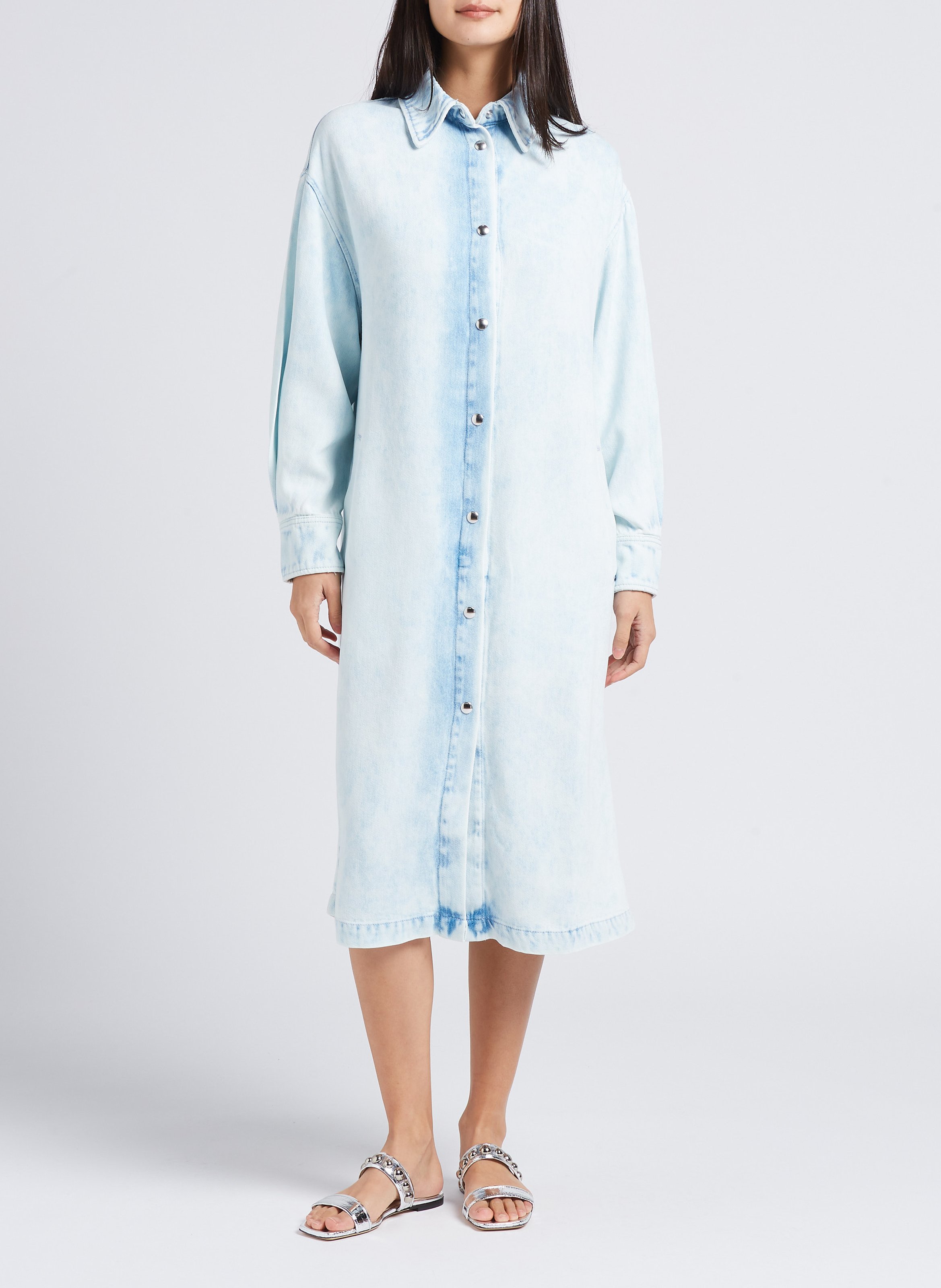 Robe midi col classique en jean  IRO Bleu