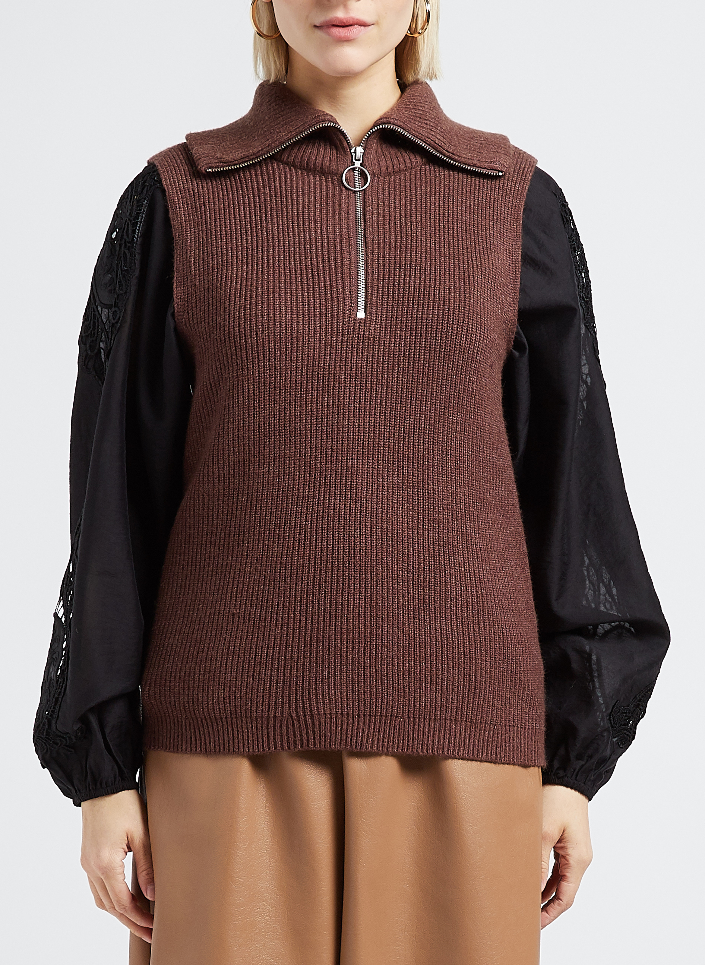 Pullunder mit Troyer-Kragen VILA Braun