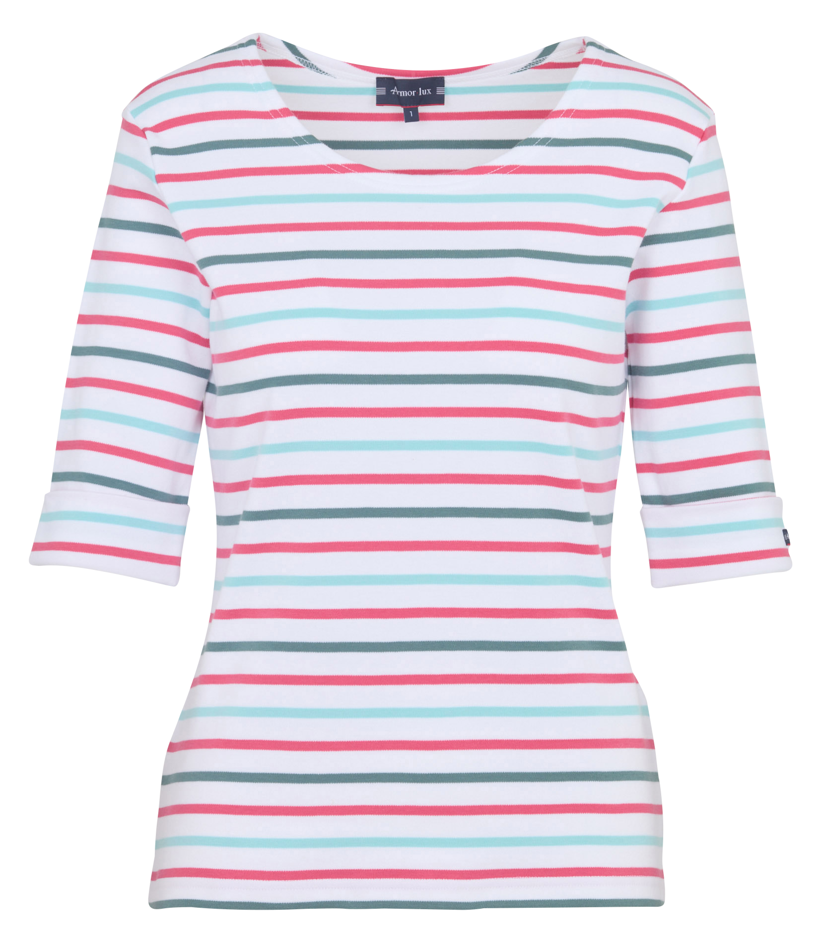 Round-neck striped cotton T-shirt ARMOR LUX White