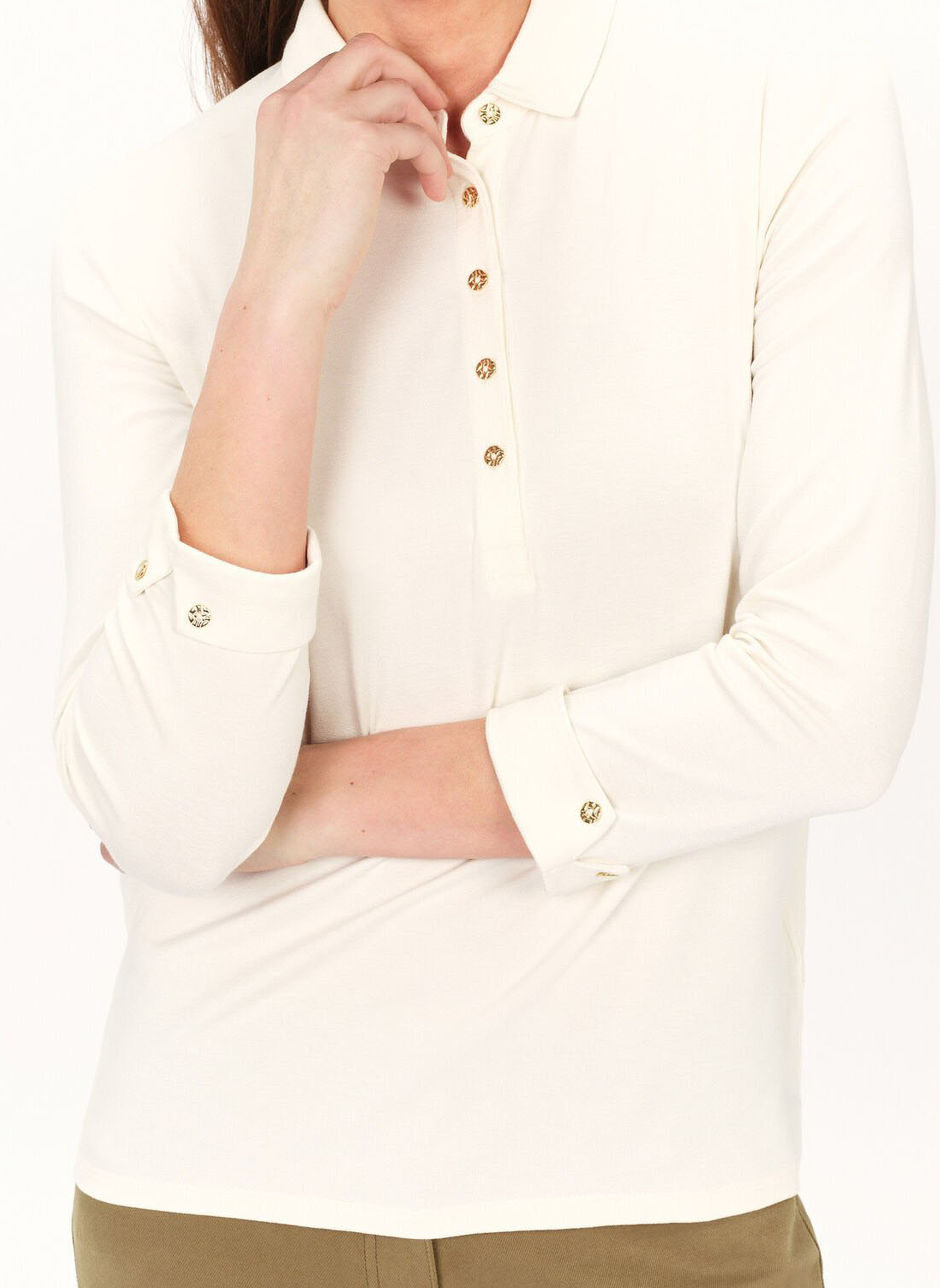 Gerade geschnittenes T-Shirt mit klassischem Kragen CAROLL Beige