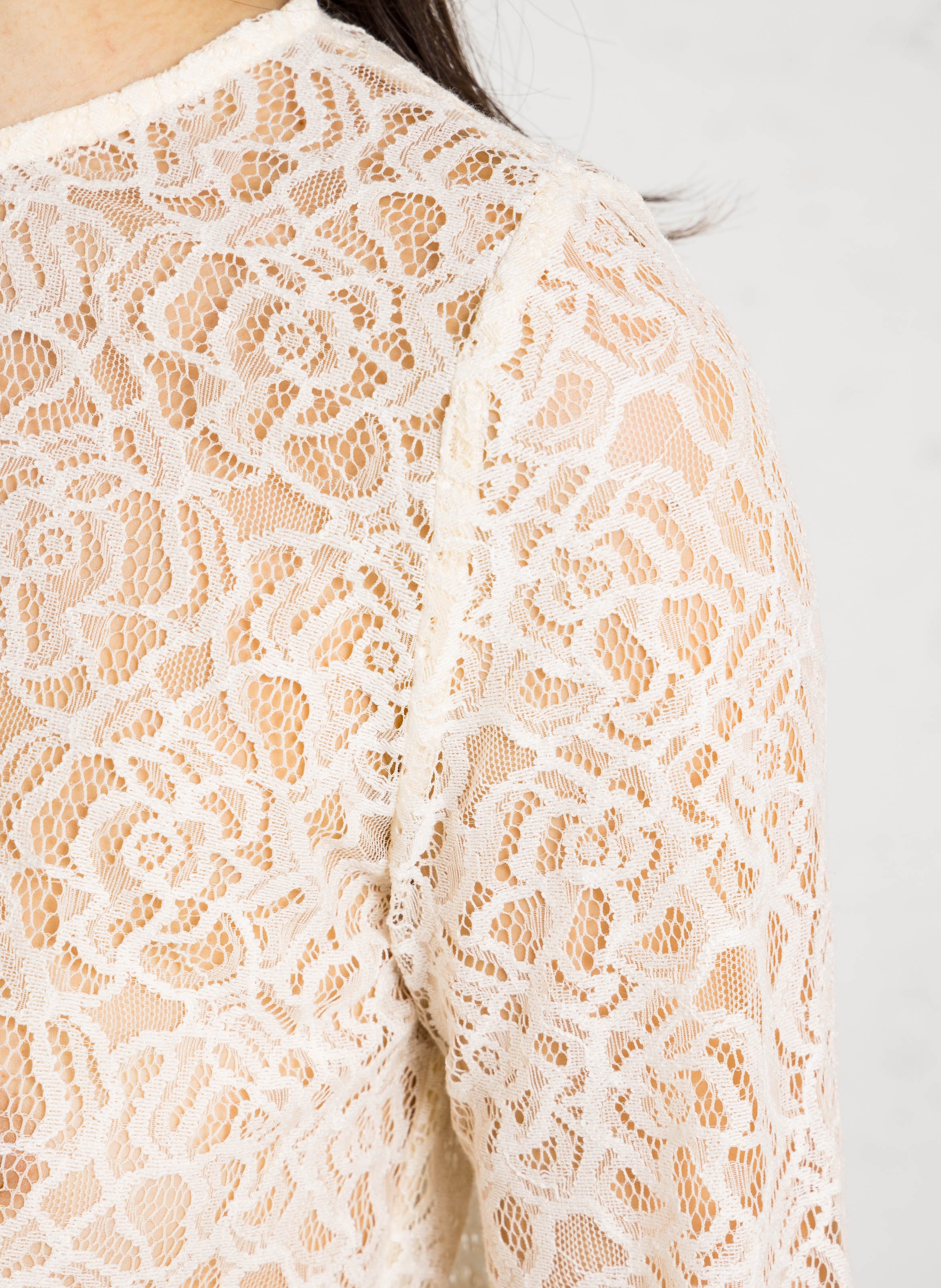 Top en dentelle court DES PETITS HAUTS Beige