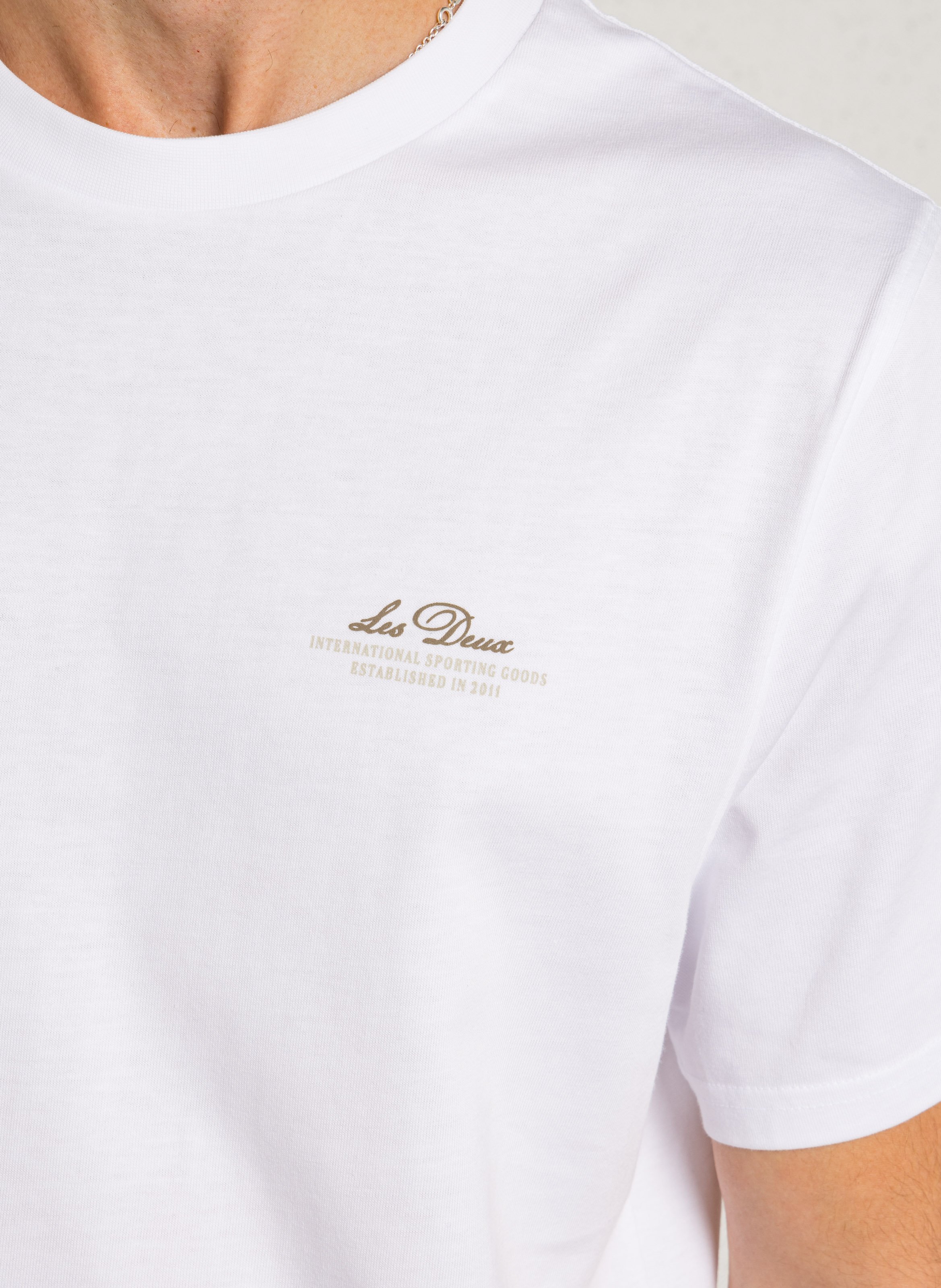 Maglietta diritta con stampa serigrafica a girocollo in cotone organico LES DEUX Bianco