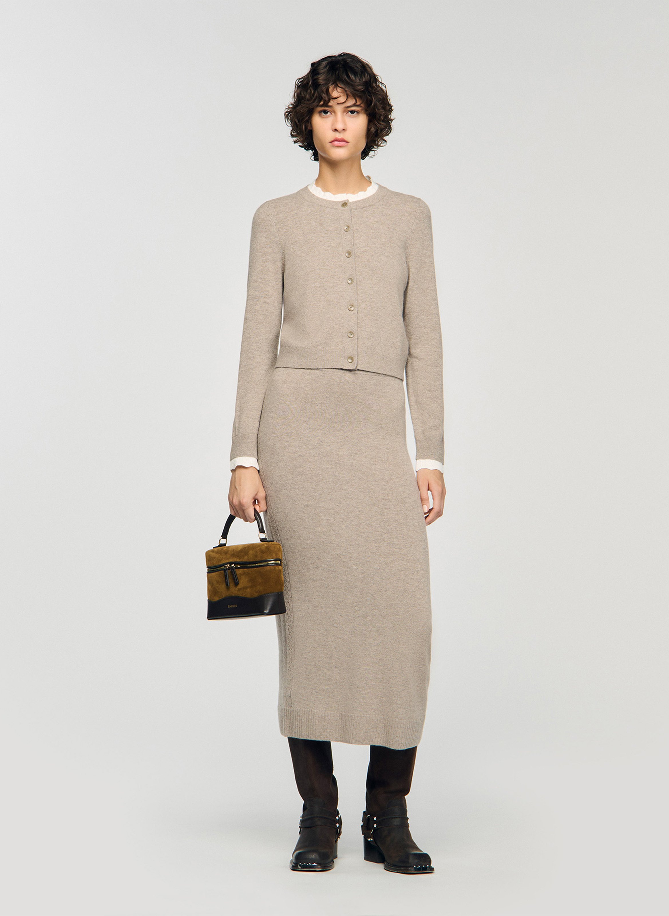 Sac bandoulière en cuir SANDRO Marron