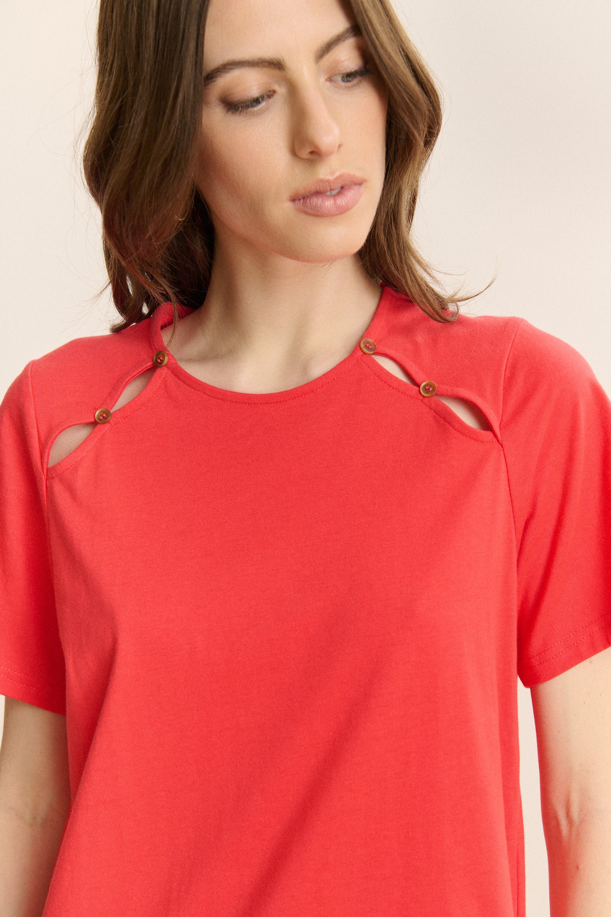 Short-sleeve midi jersey dress GARANCE PARIS Red