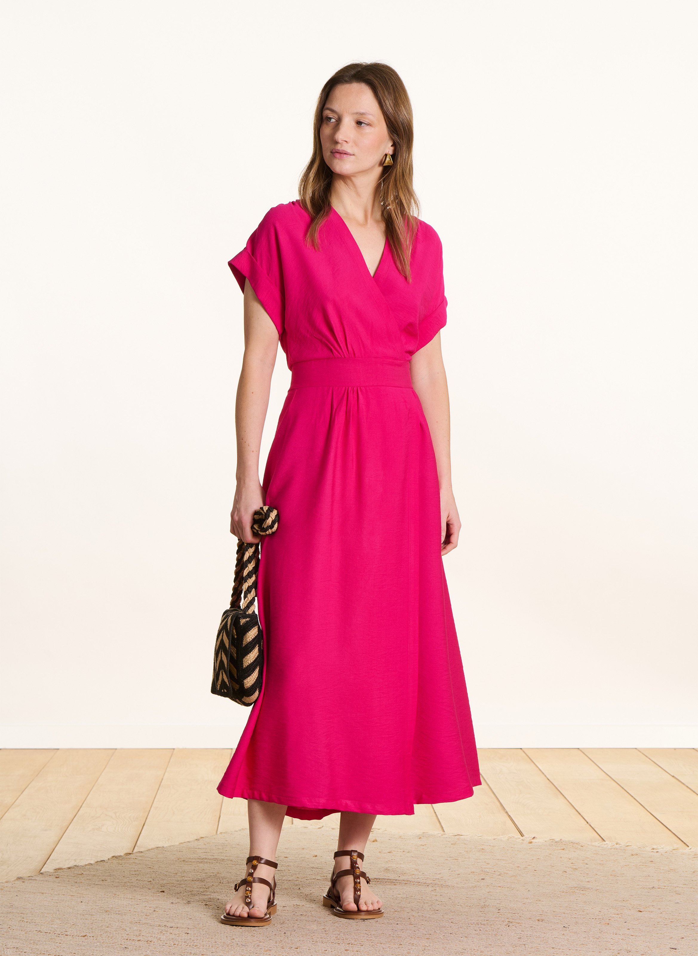 Lange jurk met V-hals LA FEE MARABOUTEE