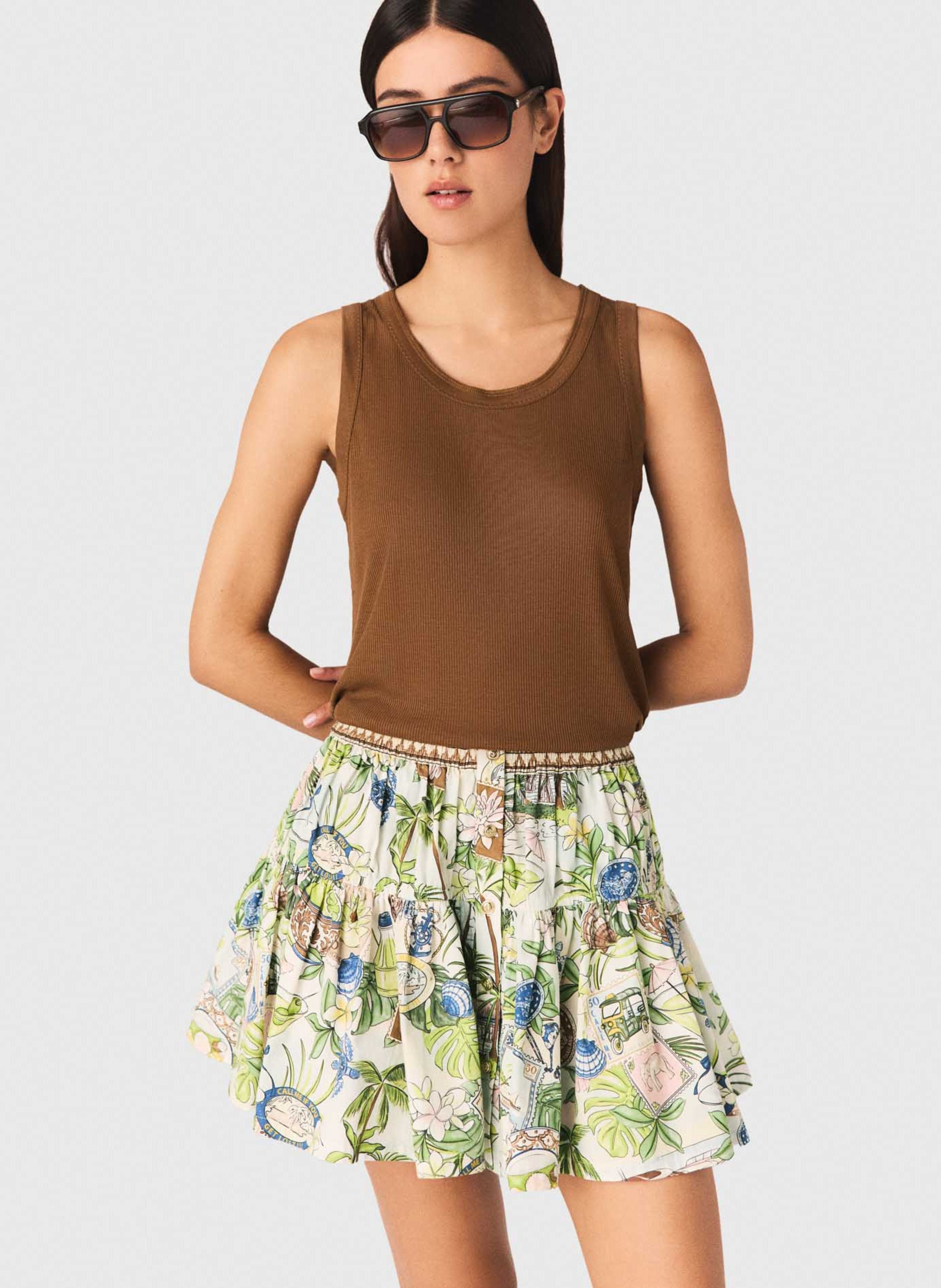 Ribbed straight tank top MAJE Brown