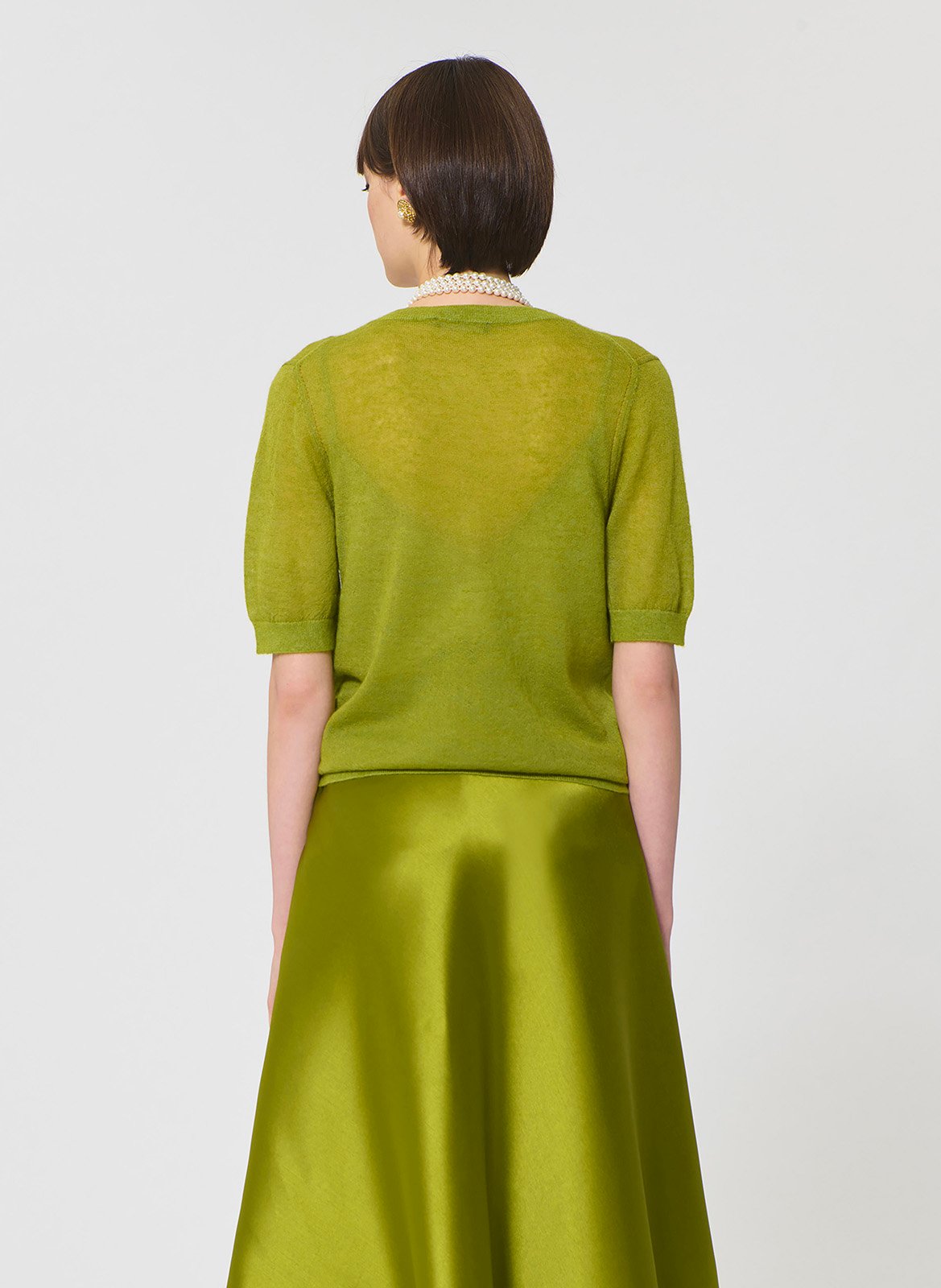 Kortemouwige ronde hals cardigan uni TARA JARMON Groen