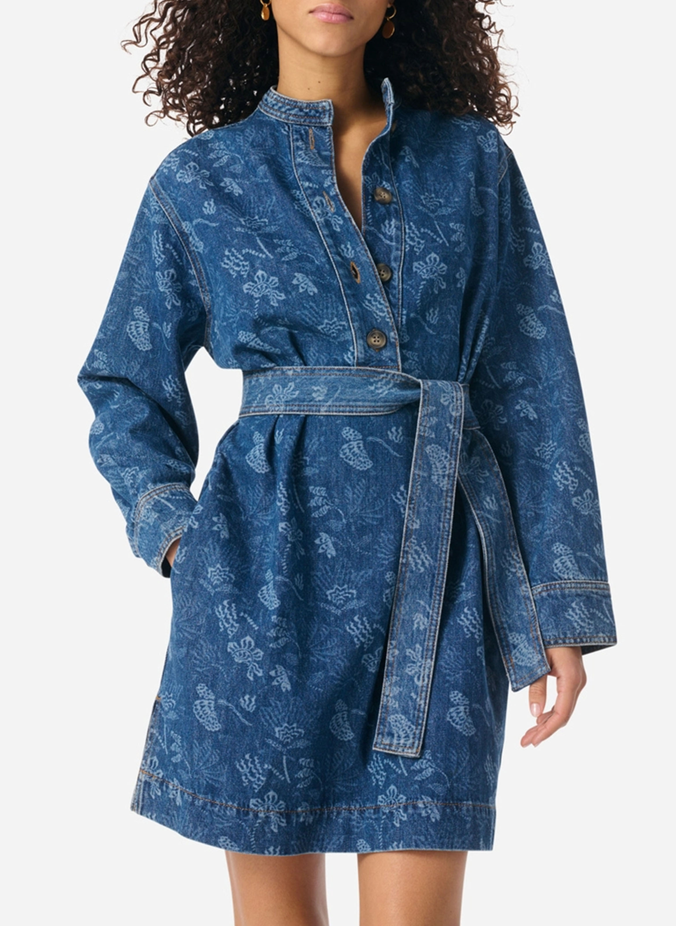 Robe courte col rond imprimé VANESSA BRUNO Multicolore