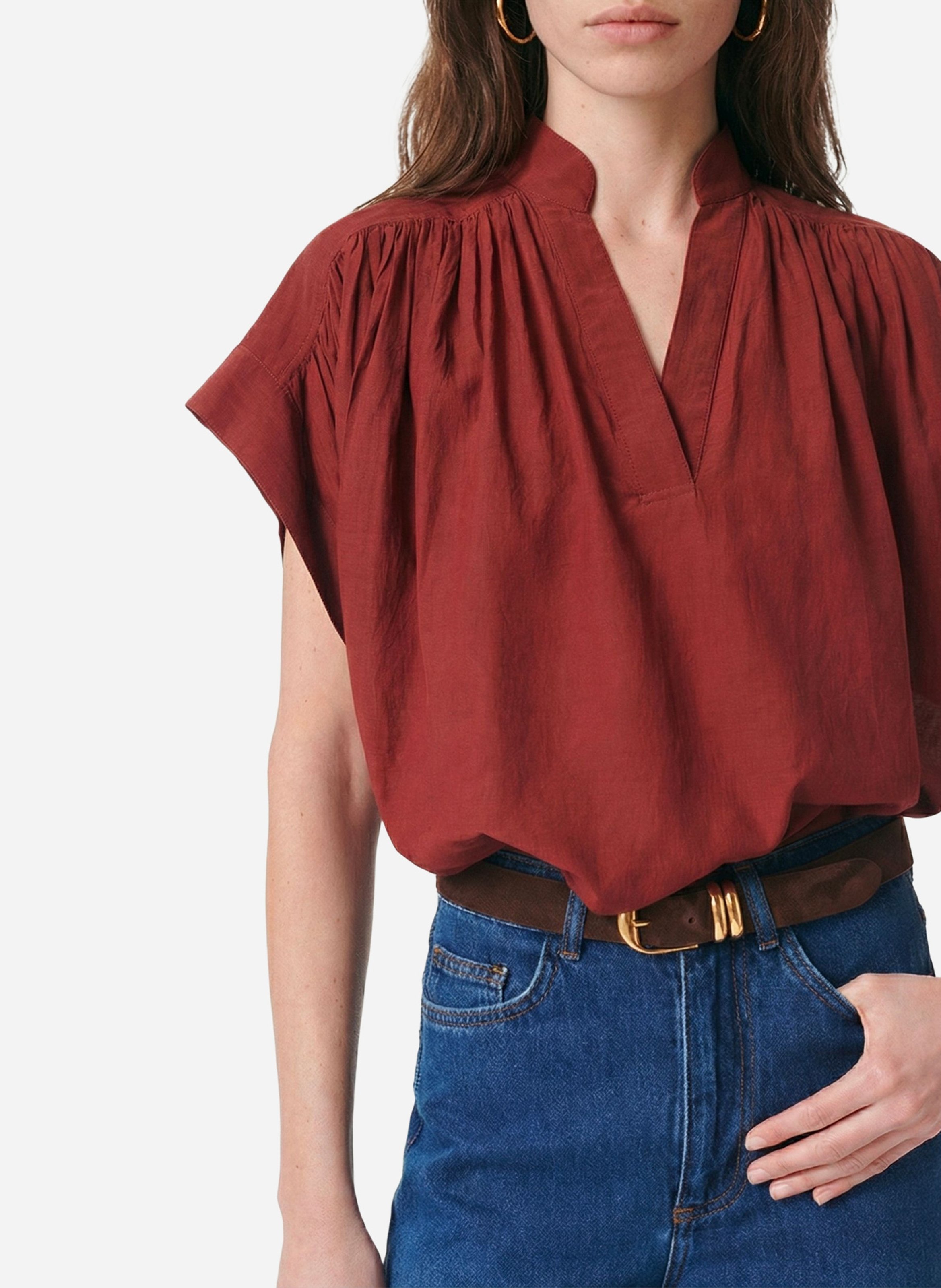 Oversized top van katoenmix VANESSA BRUNO Rood