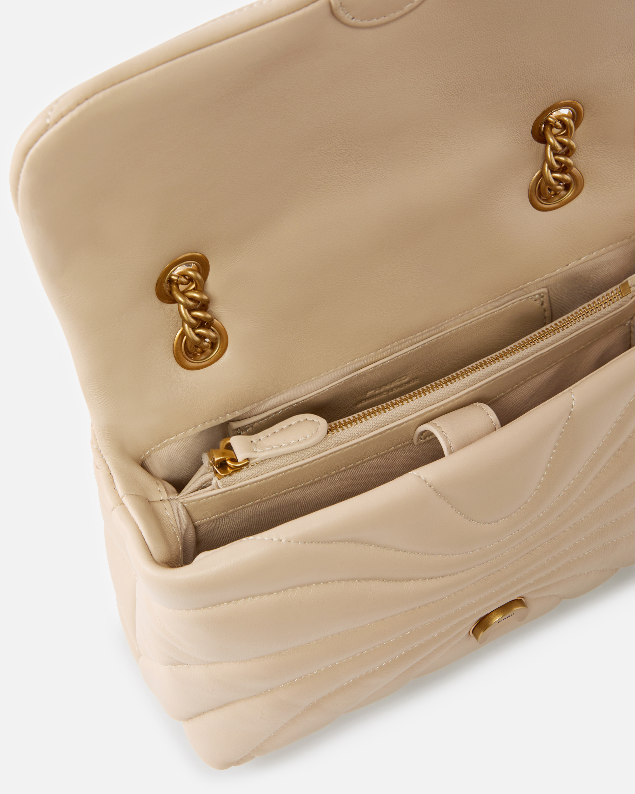 Grand sac à bandoulière love bag puff à matelassage papillon PINKO Beige