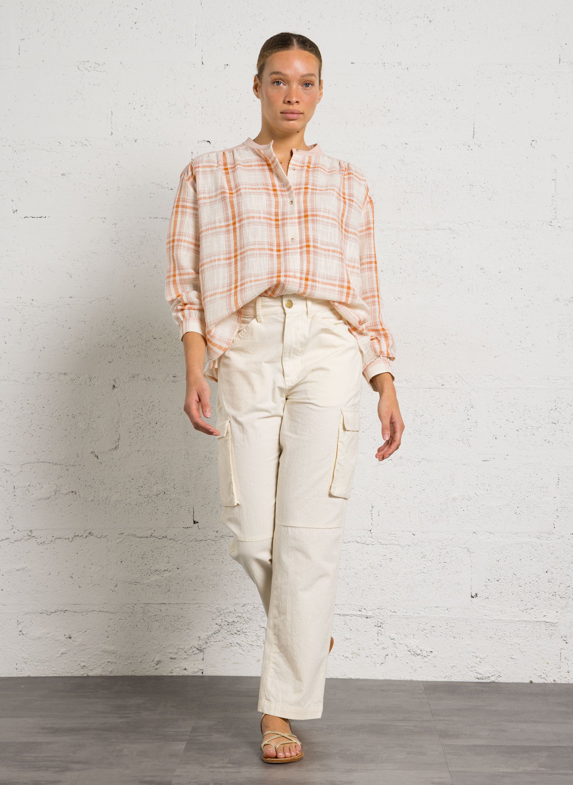 Gerade geschnittene Bluse aus Bio-Baumwolle mit Rundhalskragen und Print SACRECOEUR Mehrfarbig