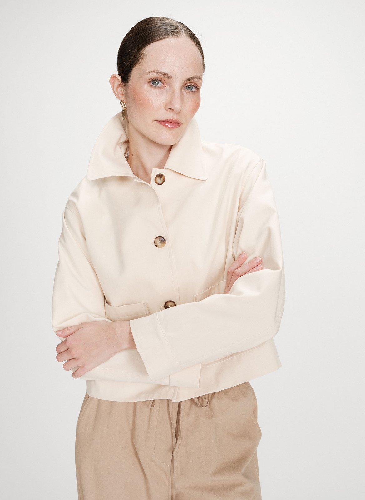 Jas van katoenmix met klassieke kraag GRACE ET MILA Wit