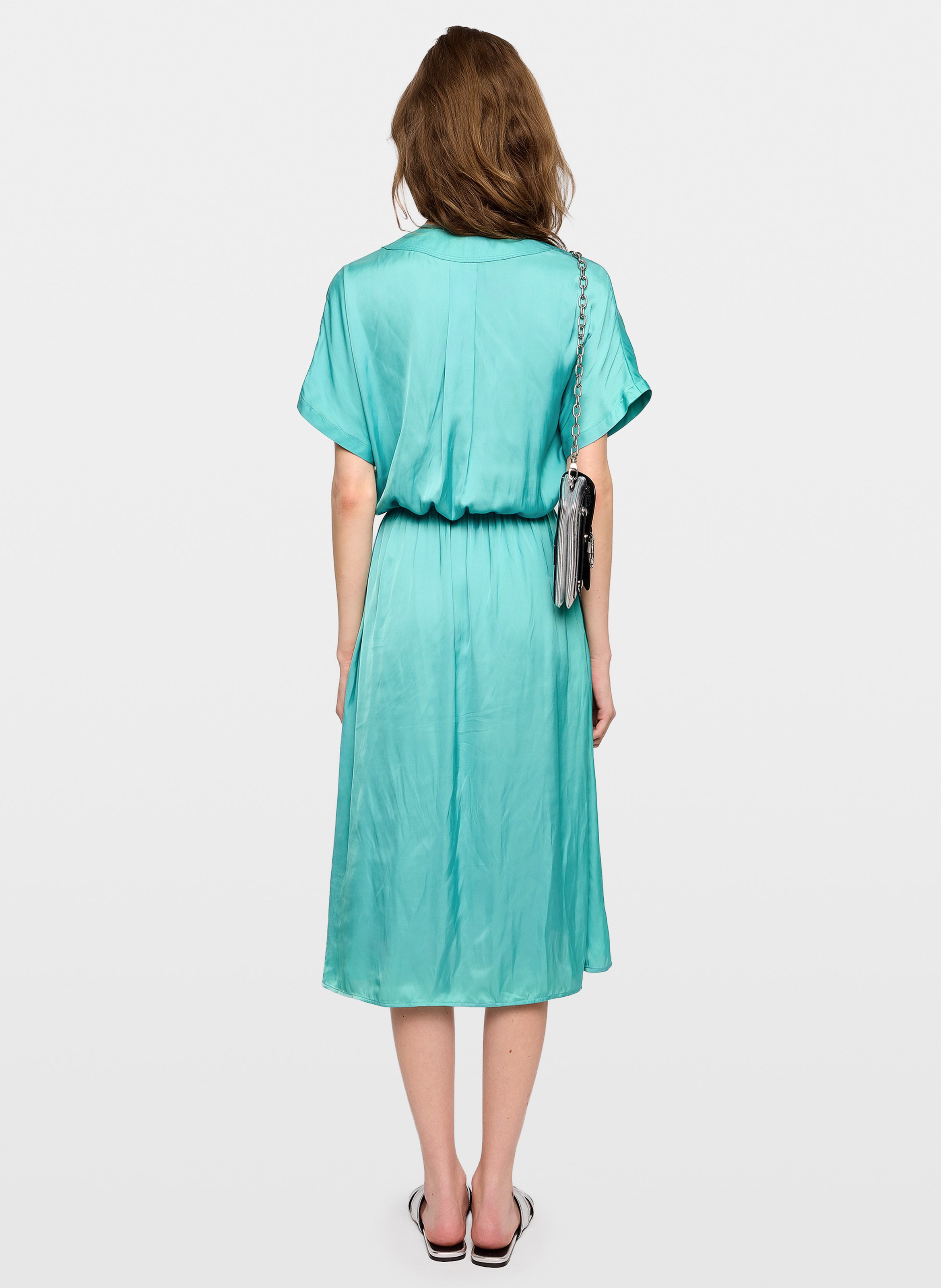 Lange, glanzende jurk met V-hals ZADIG&VOLTAIRE Groen