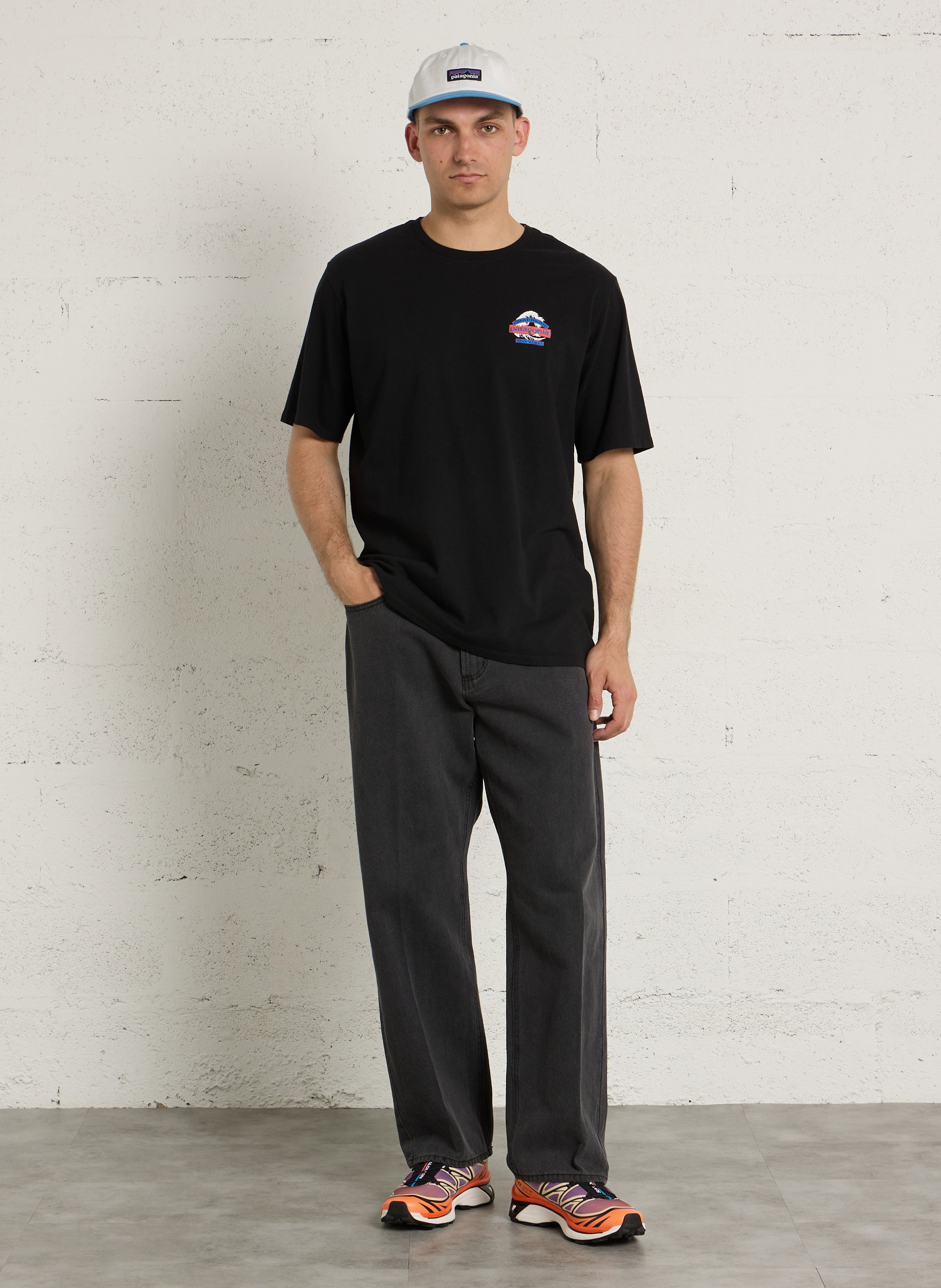 Straight recycled cotton-blend round-neck T-shirt PATAGONIA Black