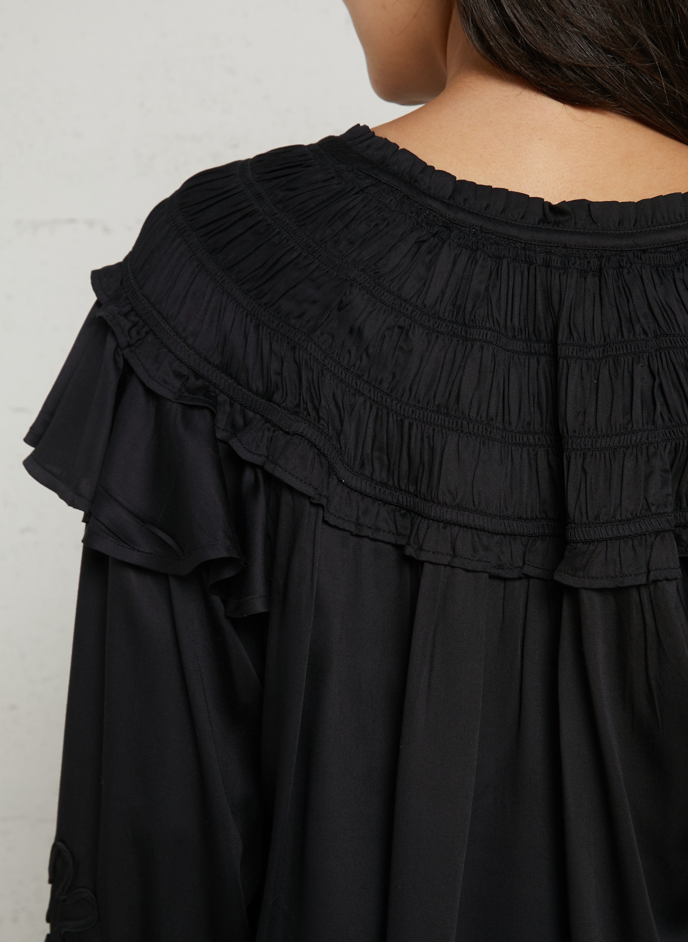 Oversized round neck satin top LOUISE MISHA Black