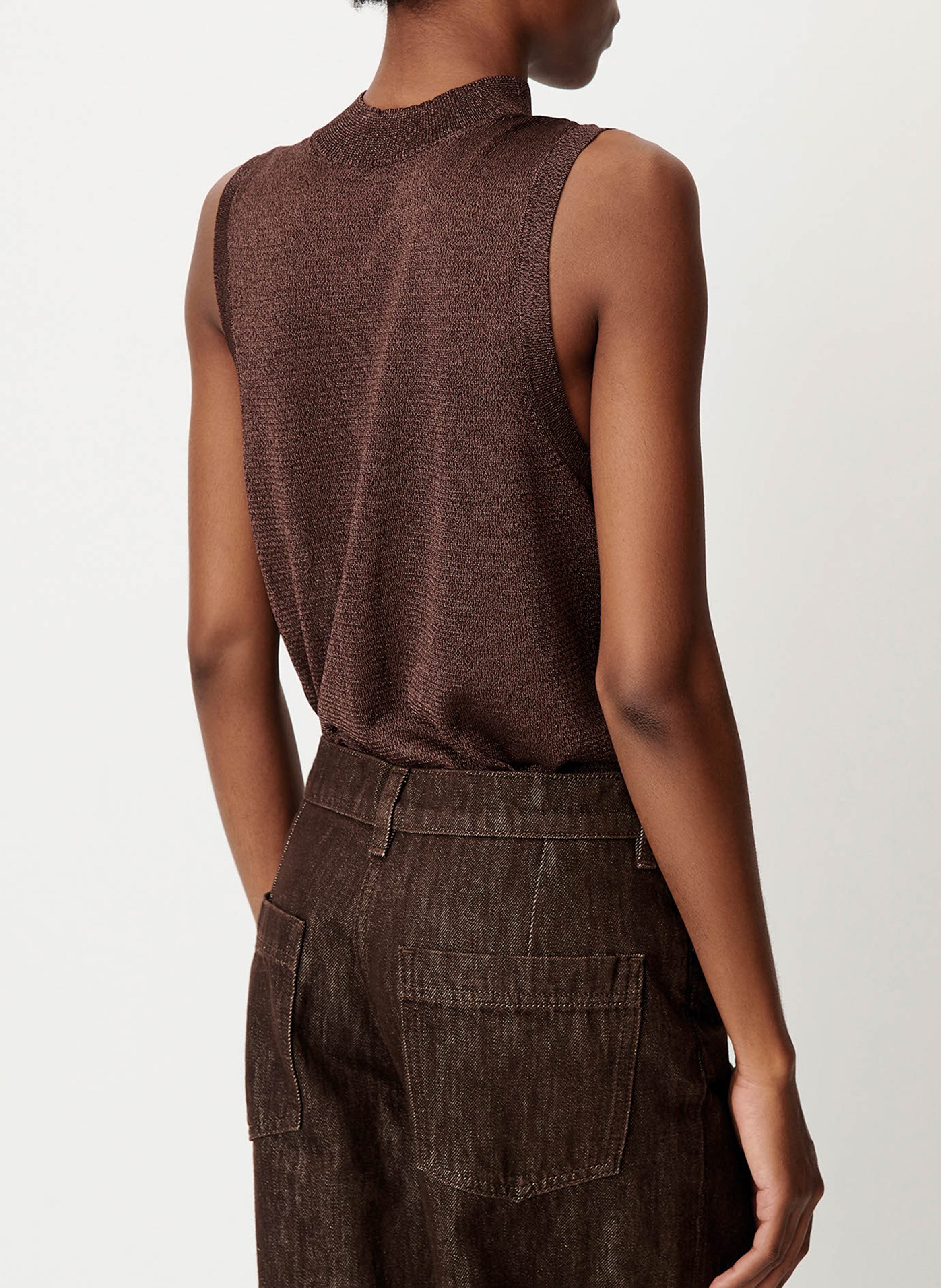 Straight-cut high-neck sweater SESSUN Brown