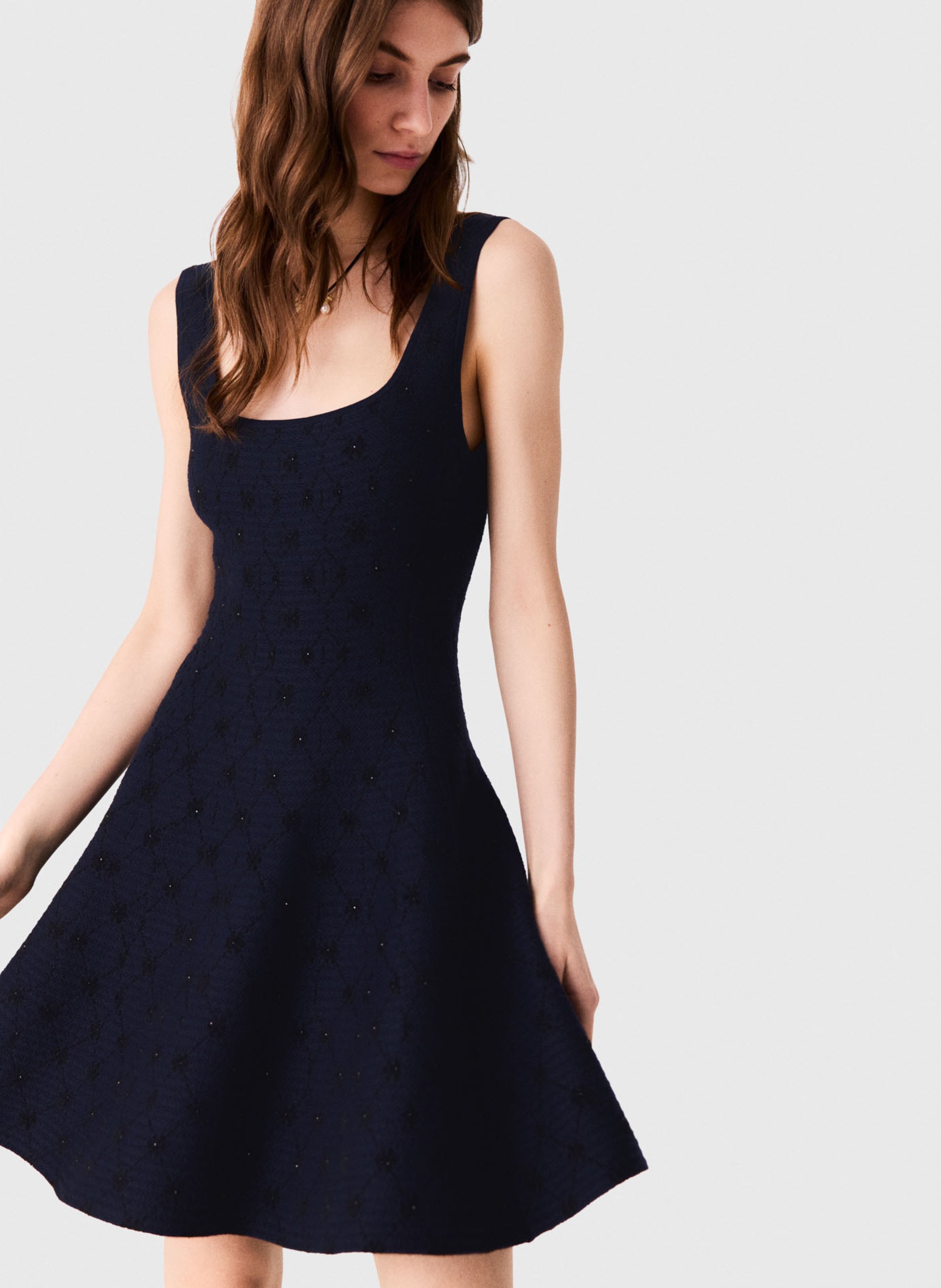 Robe courte col rond évasée MAJE Bleu