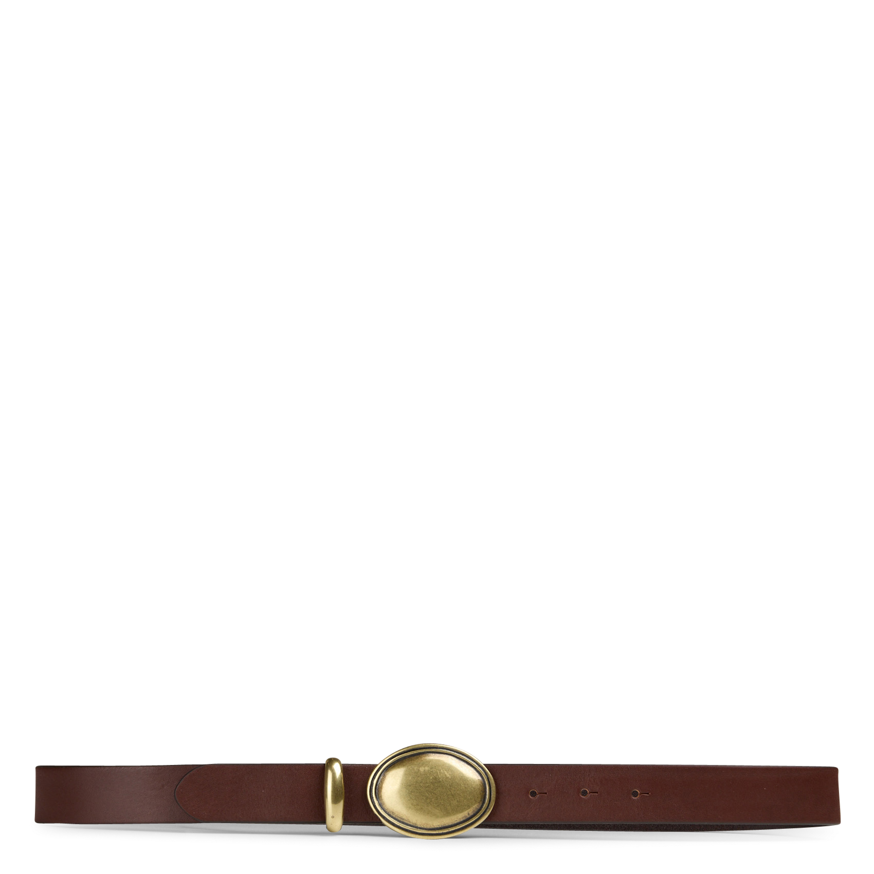 Belt with oval buckle in leather MAISON 123 Brown