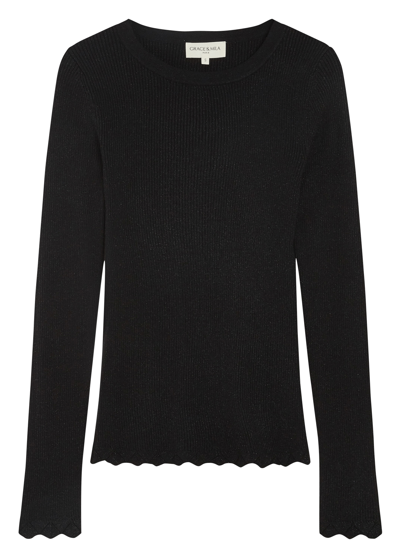 Pull moulant côtelé GRACE ET MILA Noir