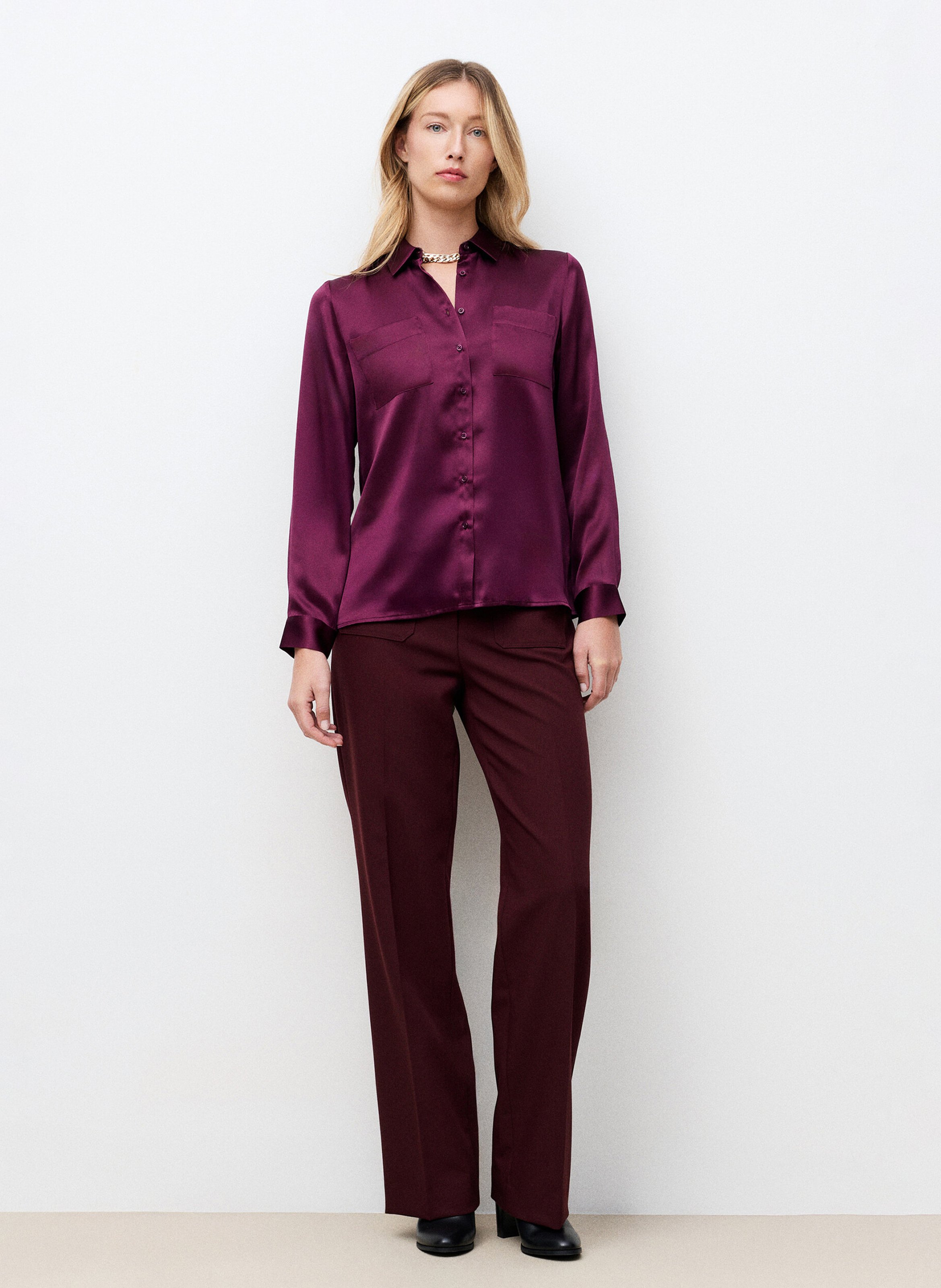 Chemise en soie col classique | Prune CAROLL Femme
