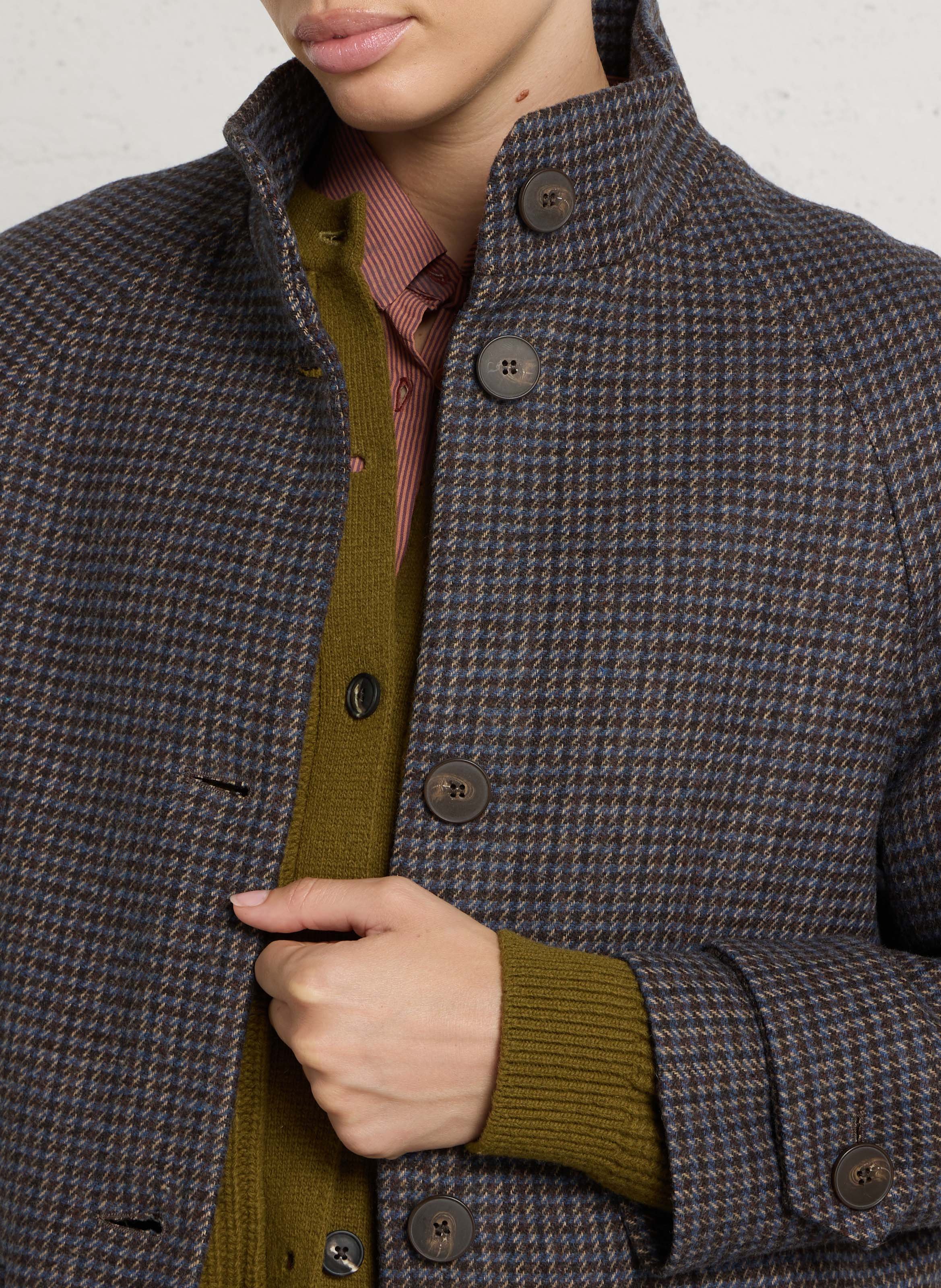 Manteau droit col montant imprimé MAISON 123 Bleu