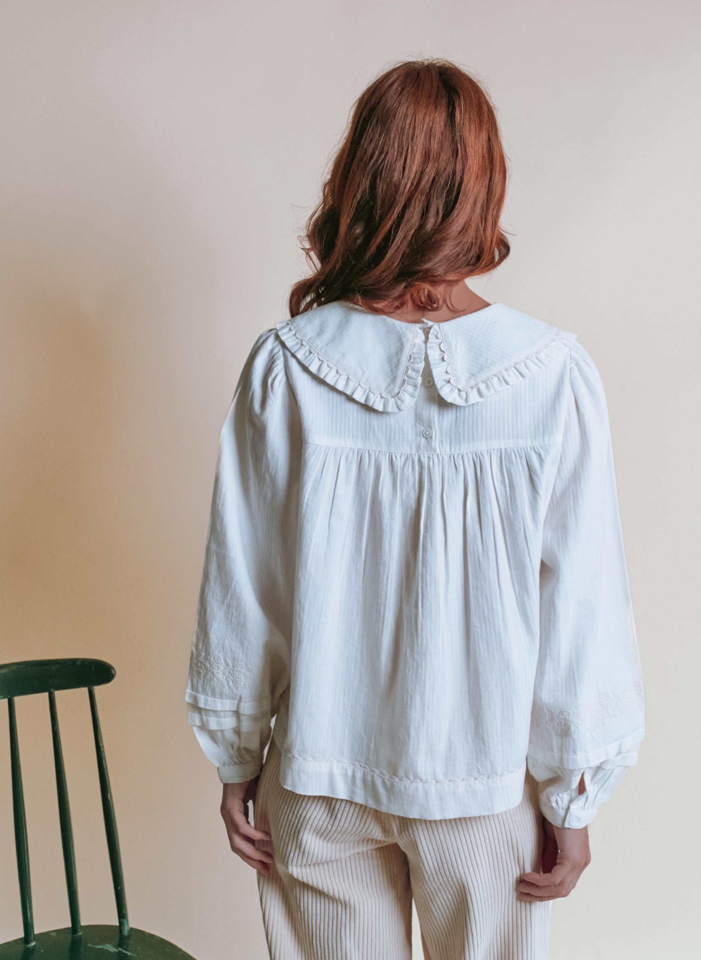 Baumwollbluse mit Bubikragen EMILE ET IDA Beige