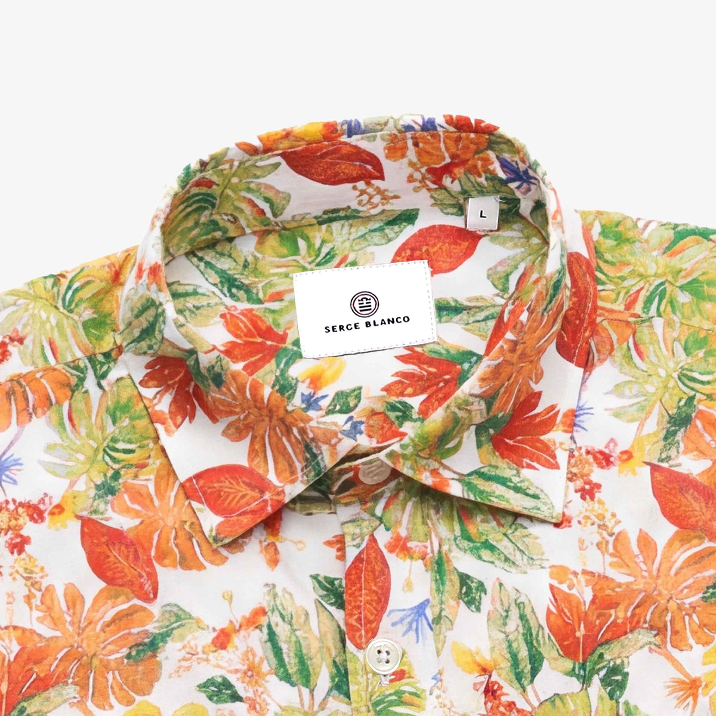 Long-sleeved embroidered cotton shirt SERGE BLANCO Yellow