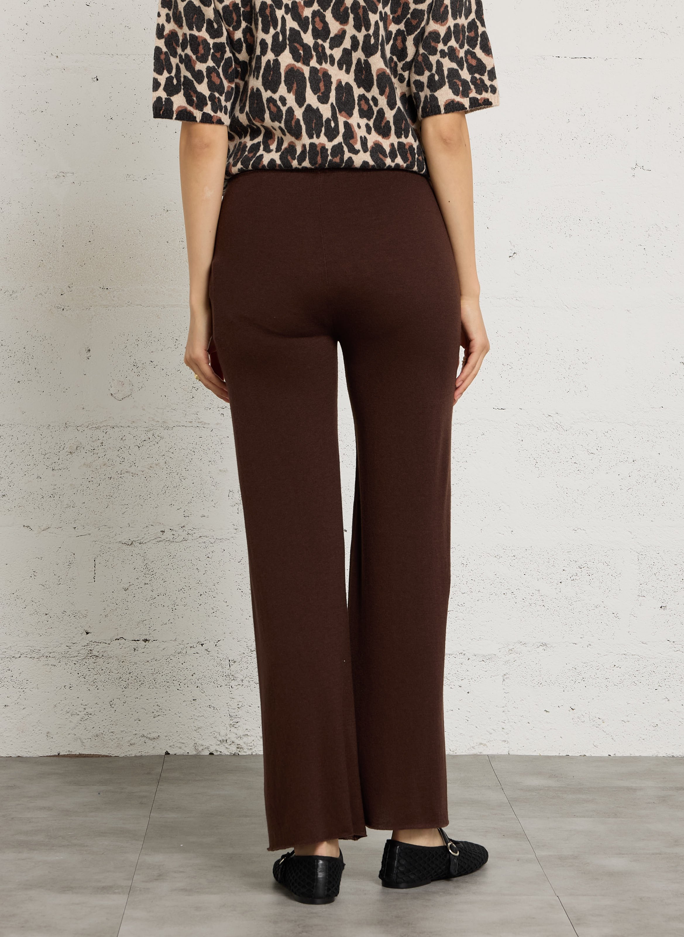 Wijde broek van kasjmier MAJESTIC FILATURES Bruin