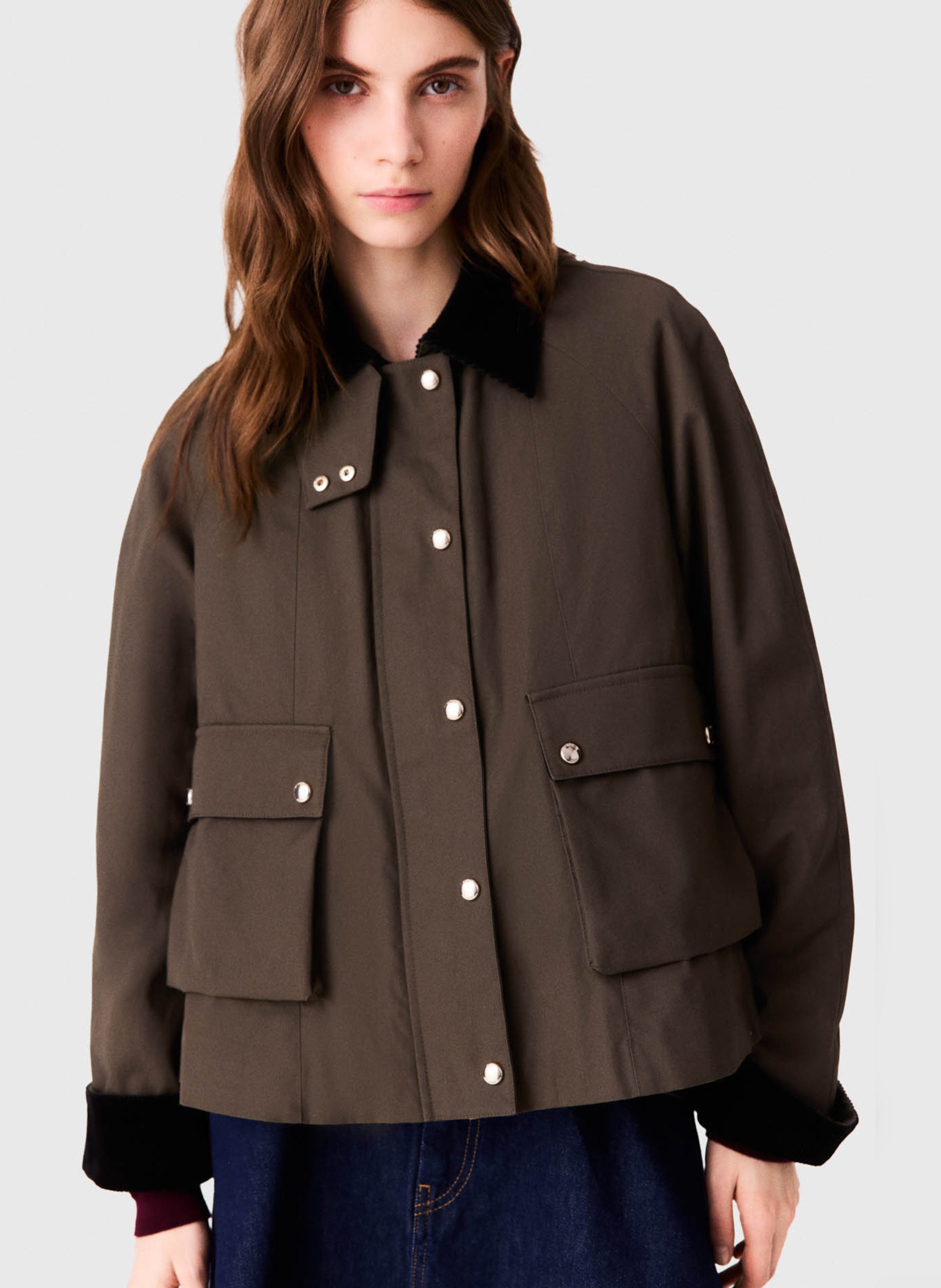 A-line cotton jacket MAJE Khaki