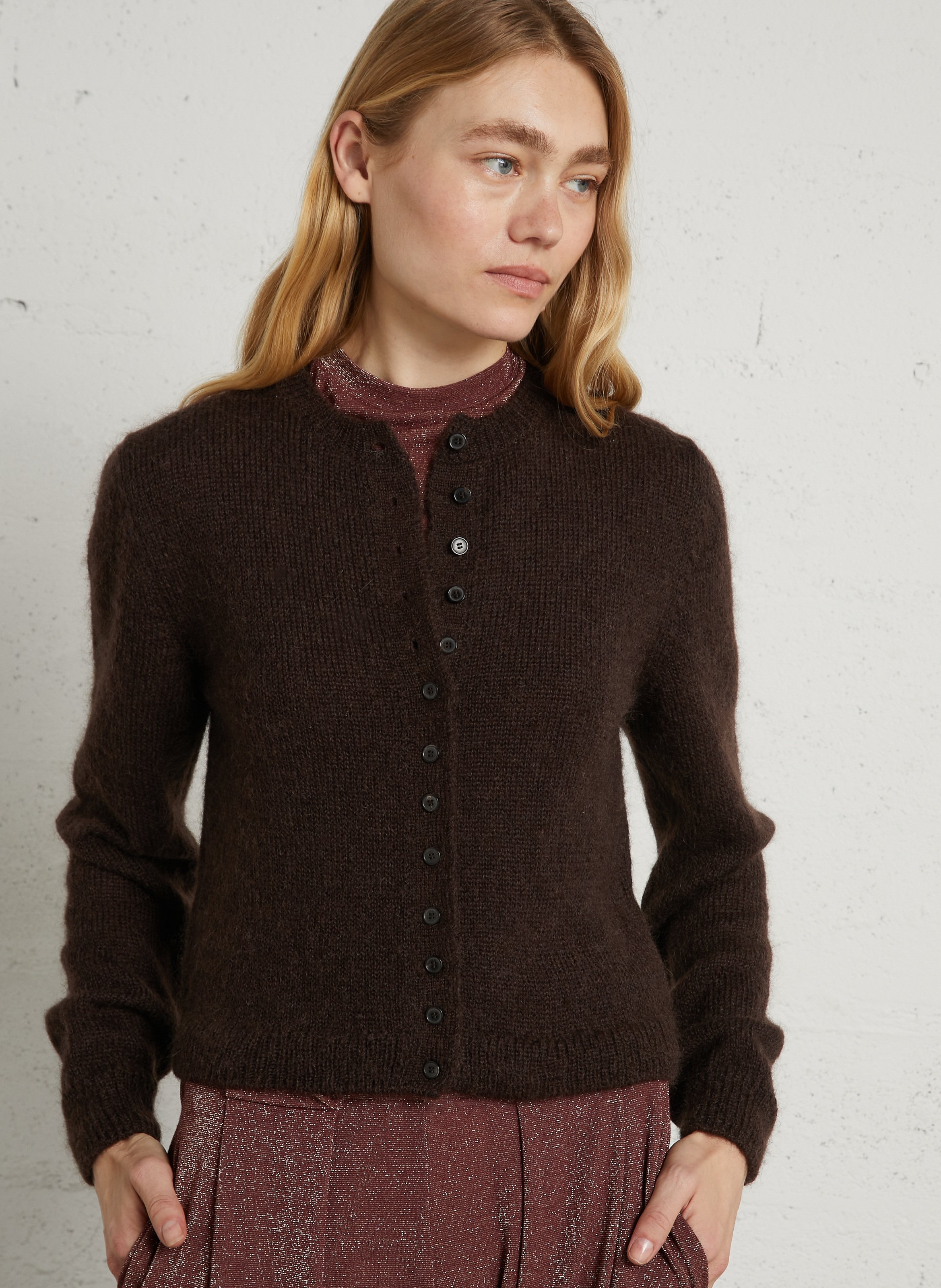 Blend of mohair and merino wool vest MASSCOB Brown