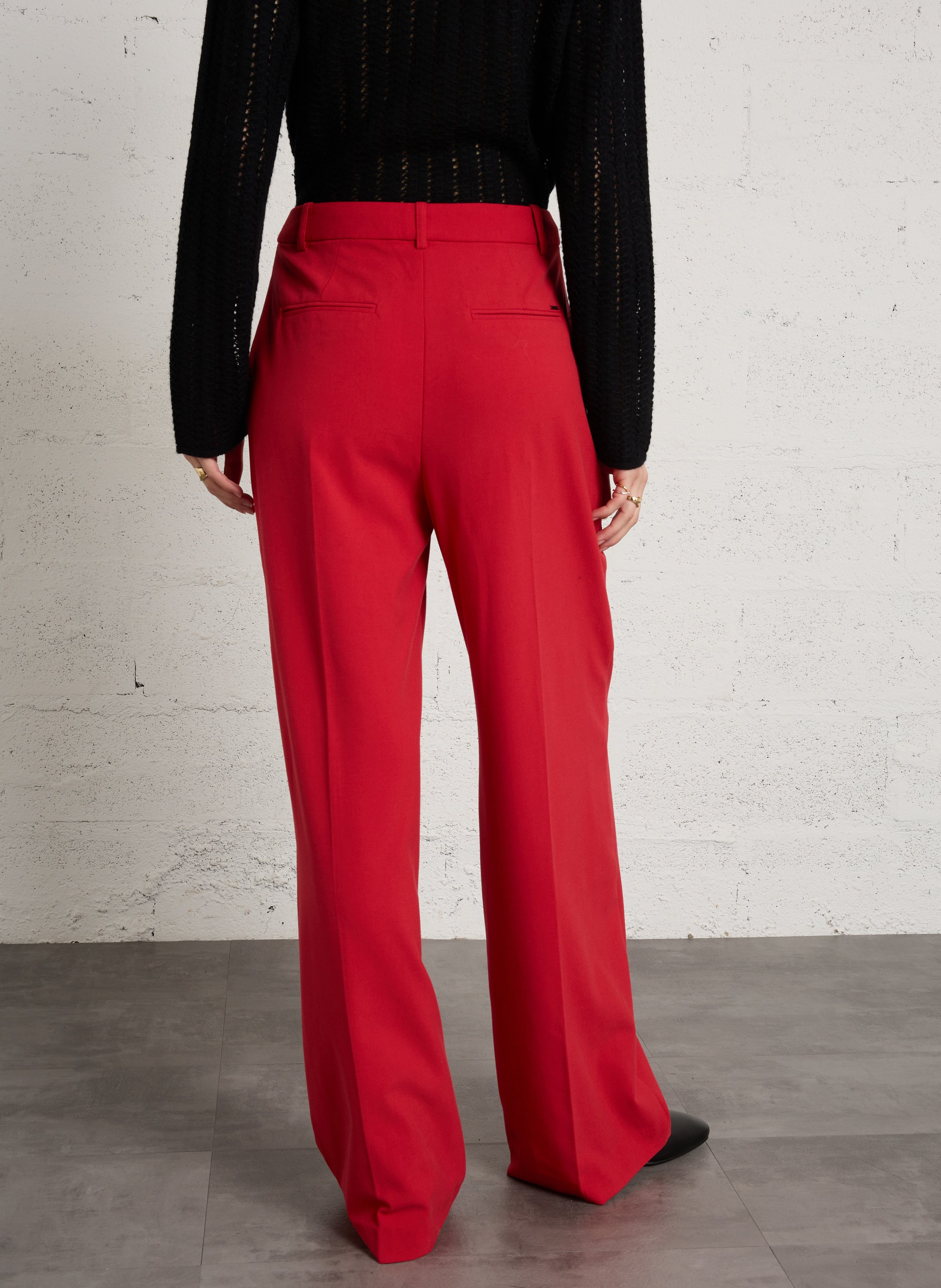Pantalon de tailleur droit uni IKKS Rouge