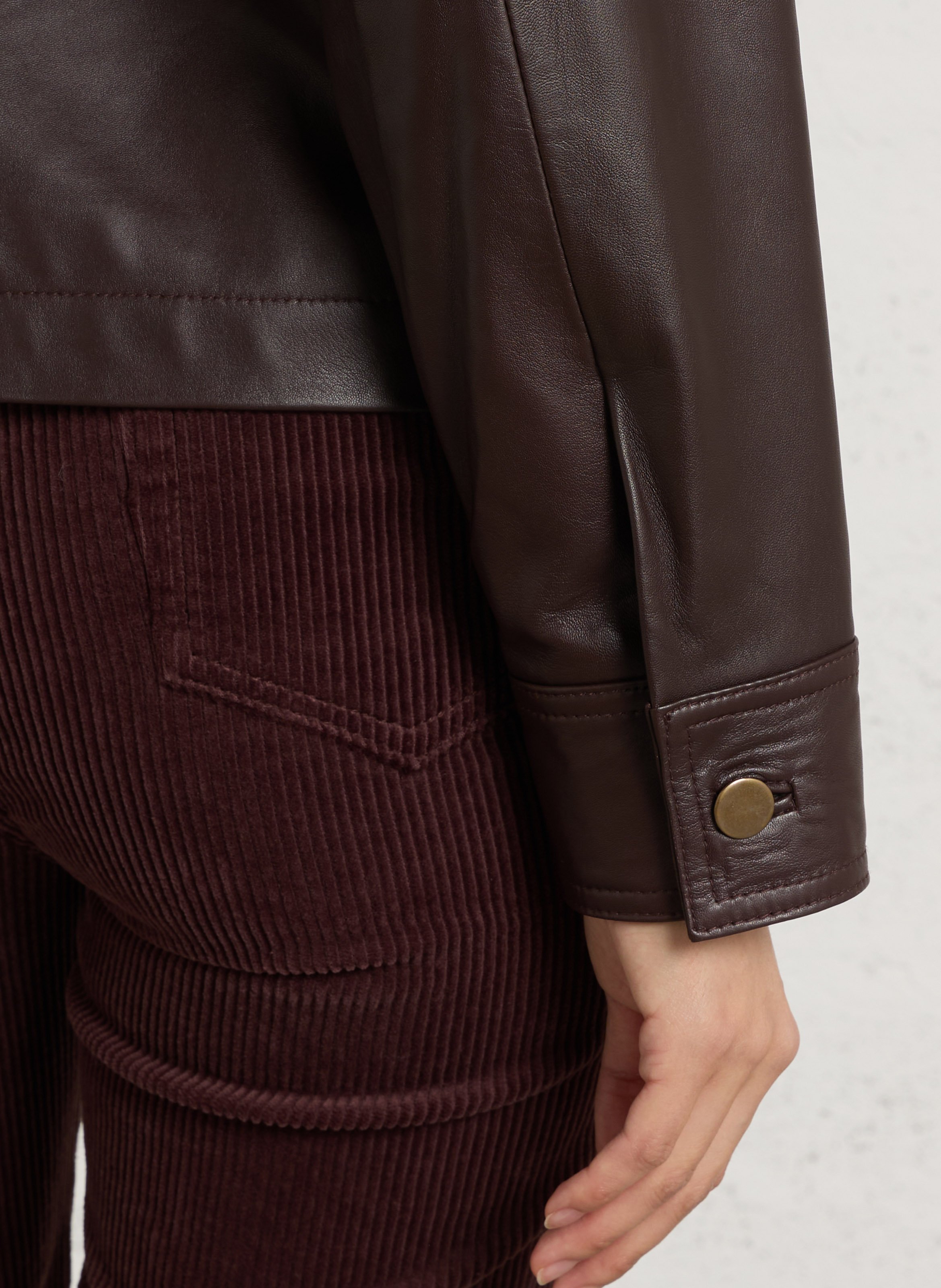 Veste droite unie en cuir MAISON 123 Rouge